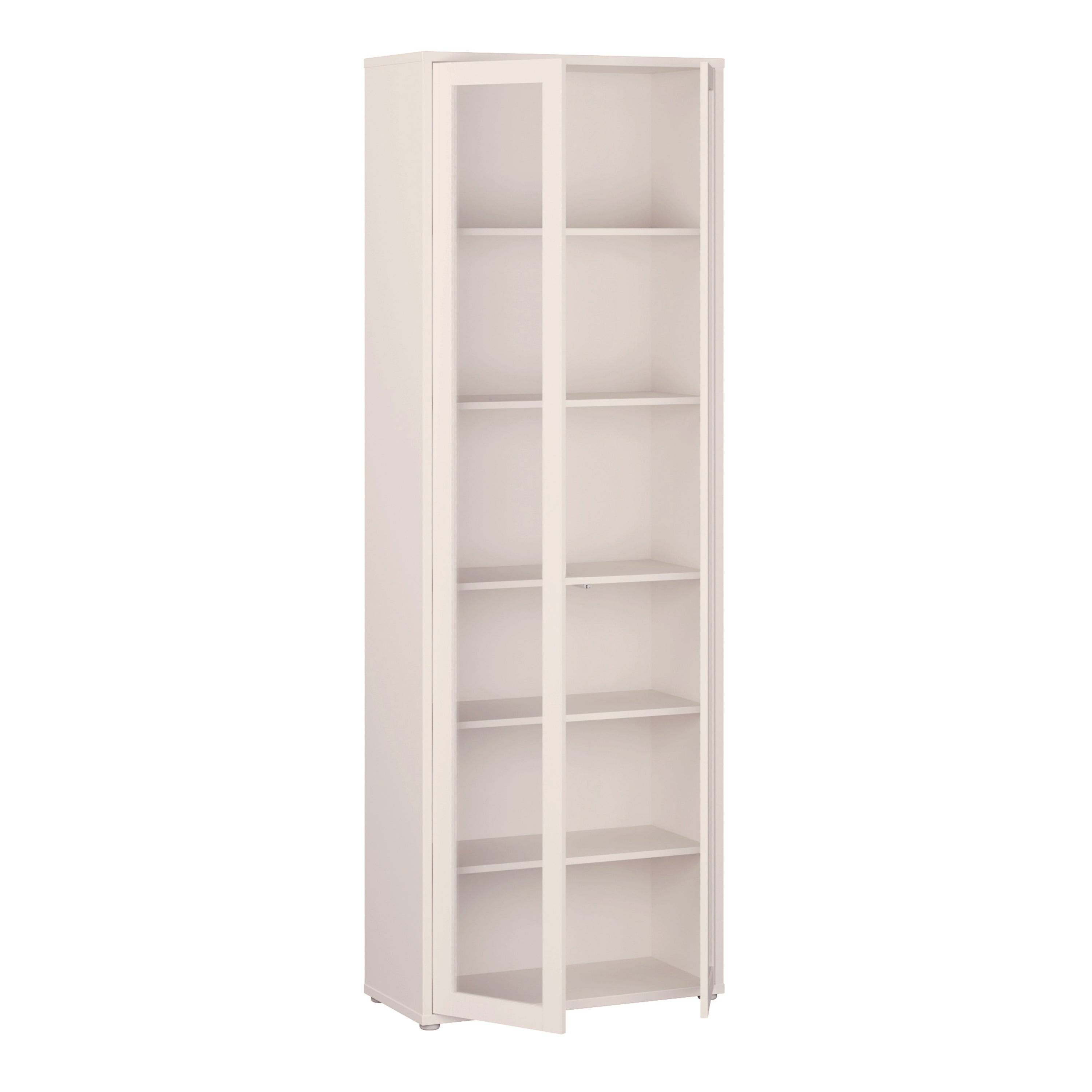 Alice Springs Slim Tall Display Cabinet with 2 Glass Doors Push-to-Open & 5 Shelves in Sand