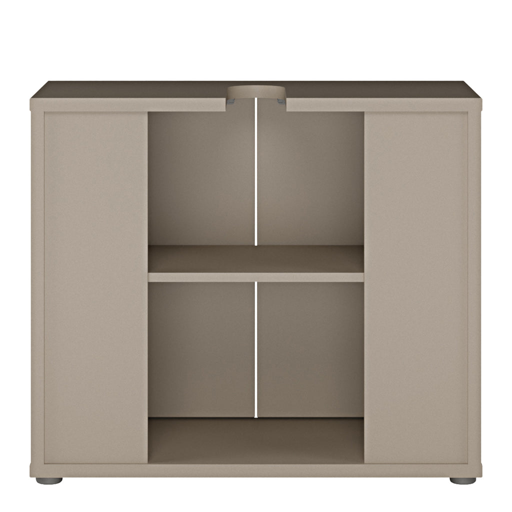 Alice Springs Under Sink Bathroom Cabinet with 2 Doors Push-to-Open in Taupe