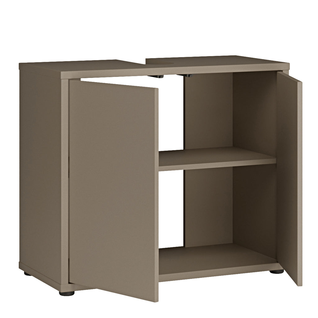Alice Springs Under Sink Bathroom Cabinet with 2 Doors Push-to-Open in Taupe