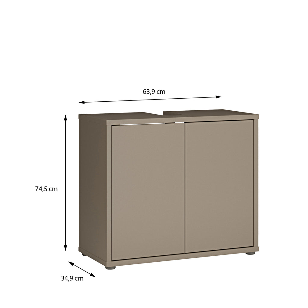 Alice Springs Under Sink Bathroom Cabinet with 2 Doors Push-to-Open in Taupe