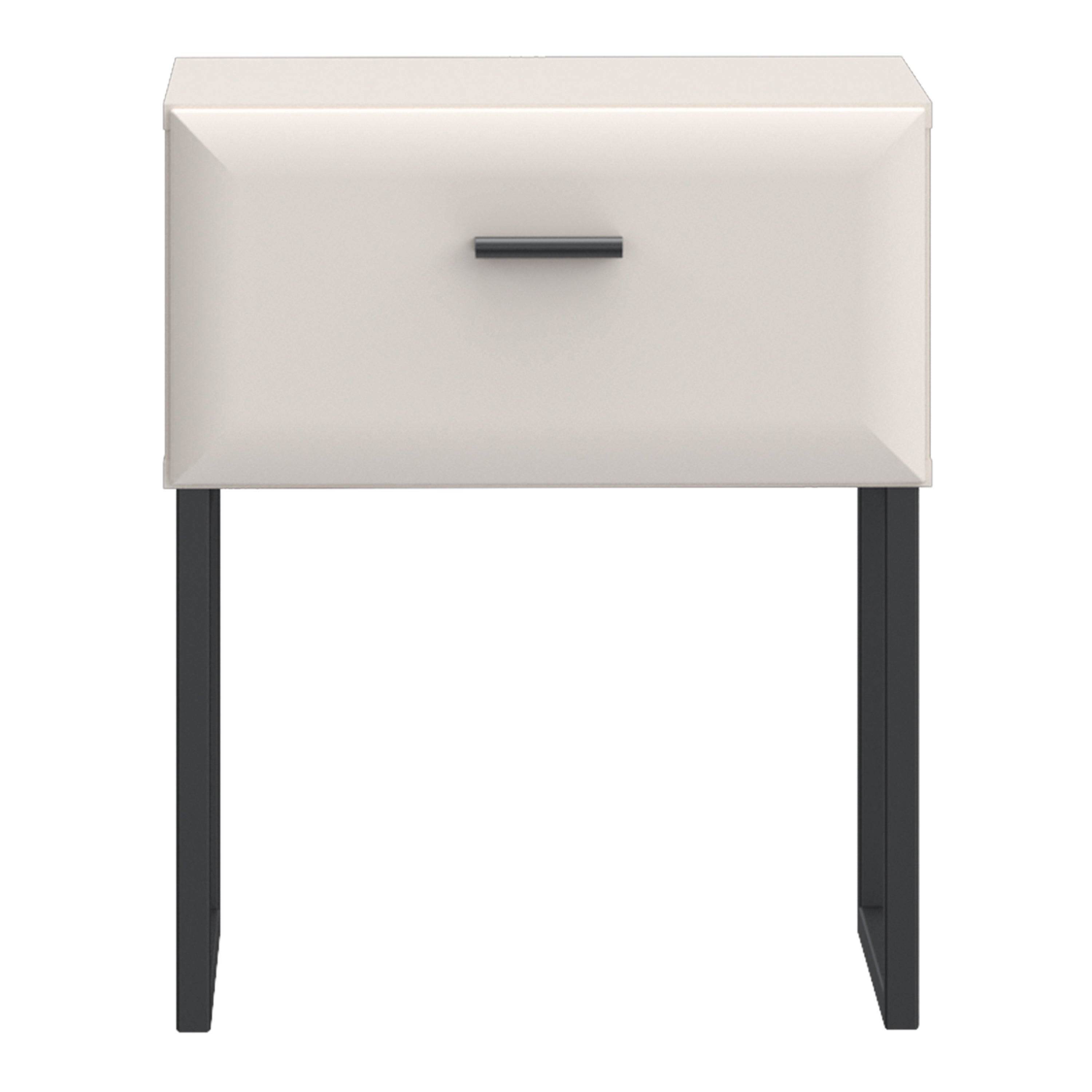 Akihisa Bedside Table with Drawer and Metal Legs in Sand