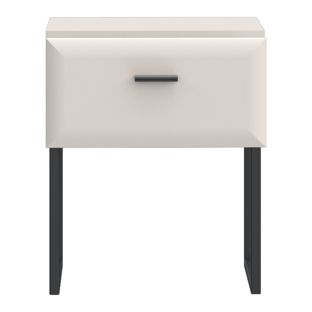 Akihisa Bedside Table with Drawer and Metal Legs in Sand