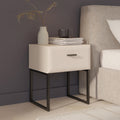 Akihisa Bedside Table with Drawer and Metal Legs in Sand