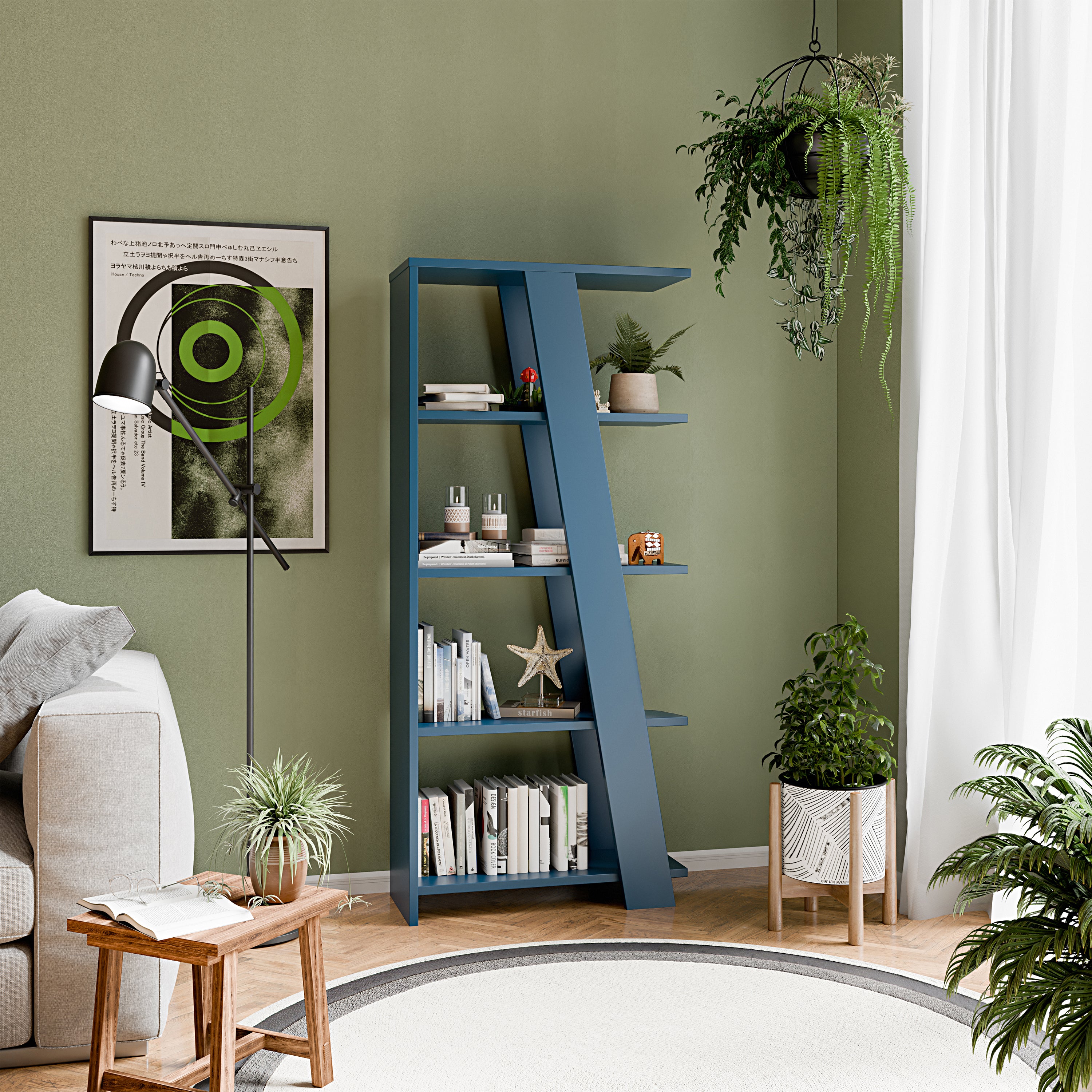 Natta 5-Tier Shelving Unit in Night Blue