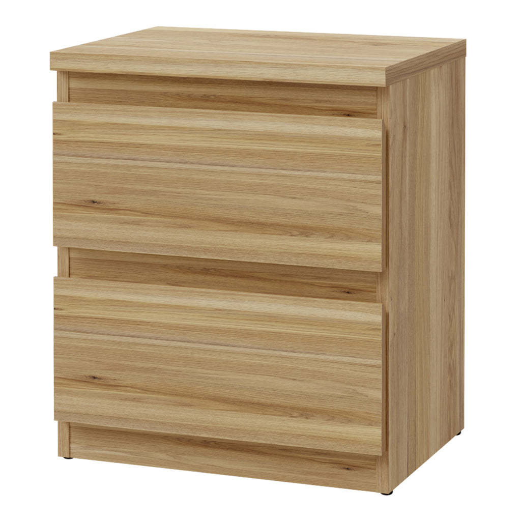 Edmore 3 Drawer Bedside Table in Mauvella Oak