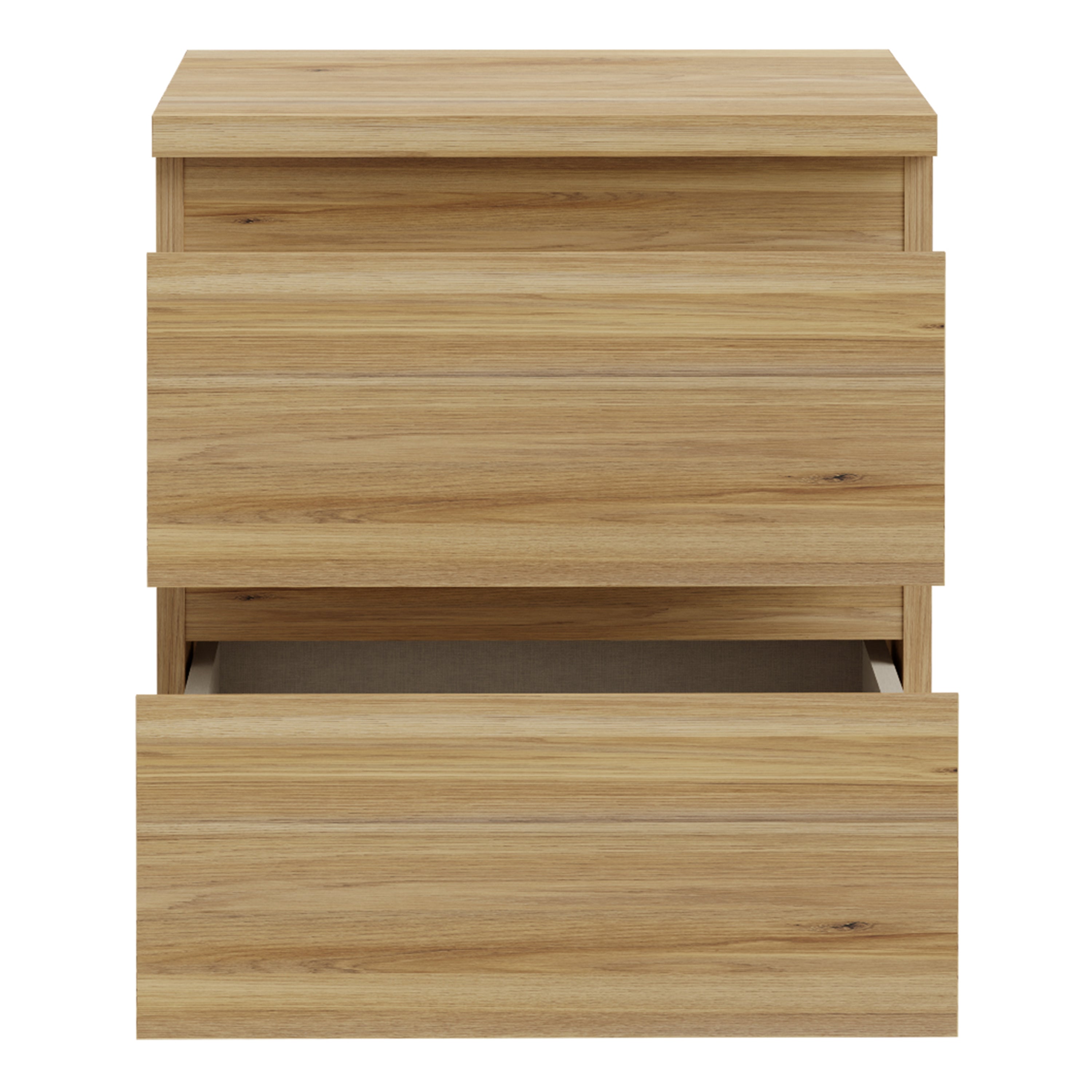 Edmore 3 Drawer Bedside Table in Mauvella Oak