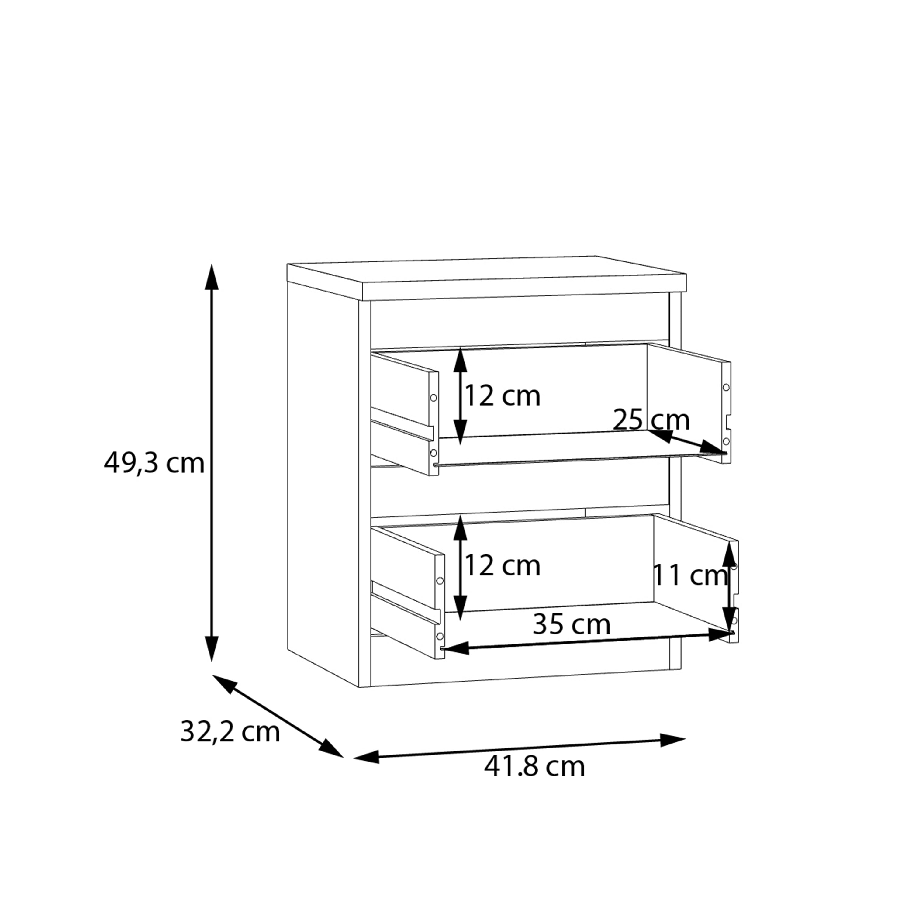 Edmore 2 Drawer Bedside Table in Sage Green