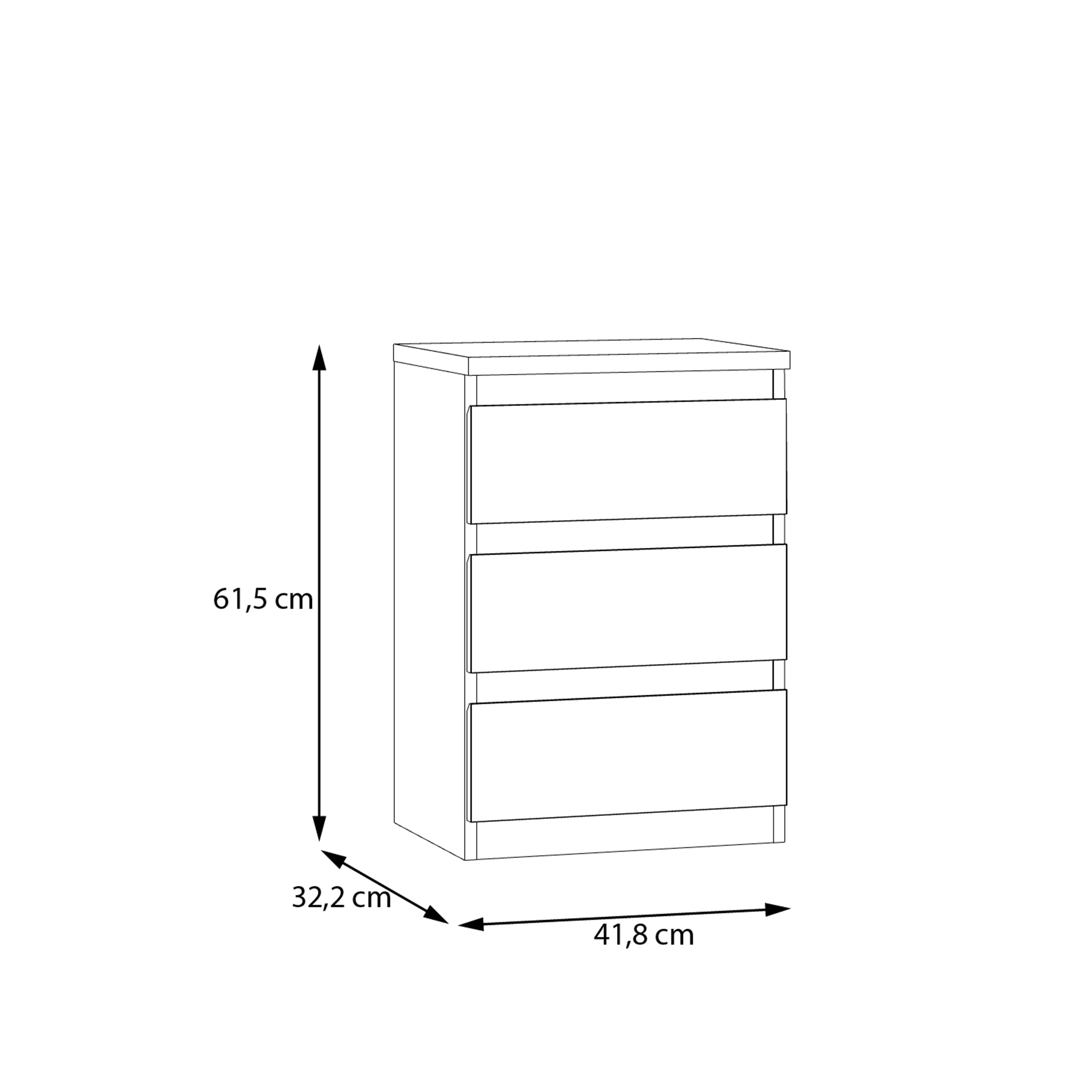 Edmore 3 Drawer Bedside Chest in Sonoma Oak