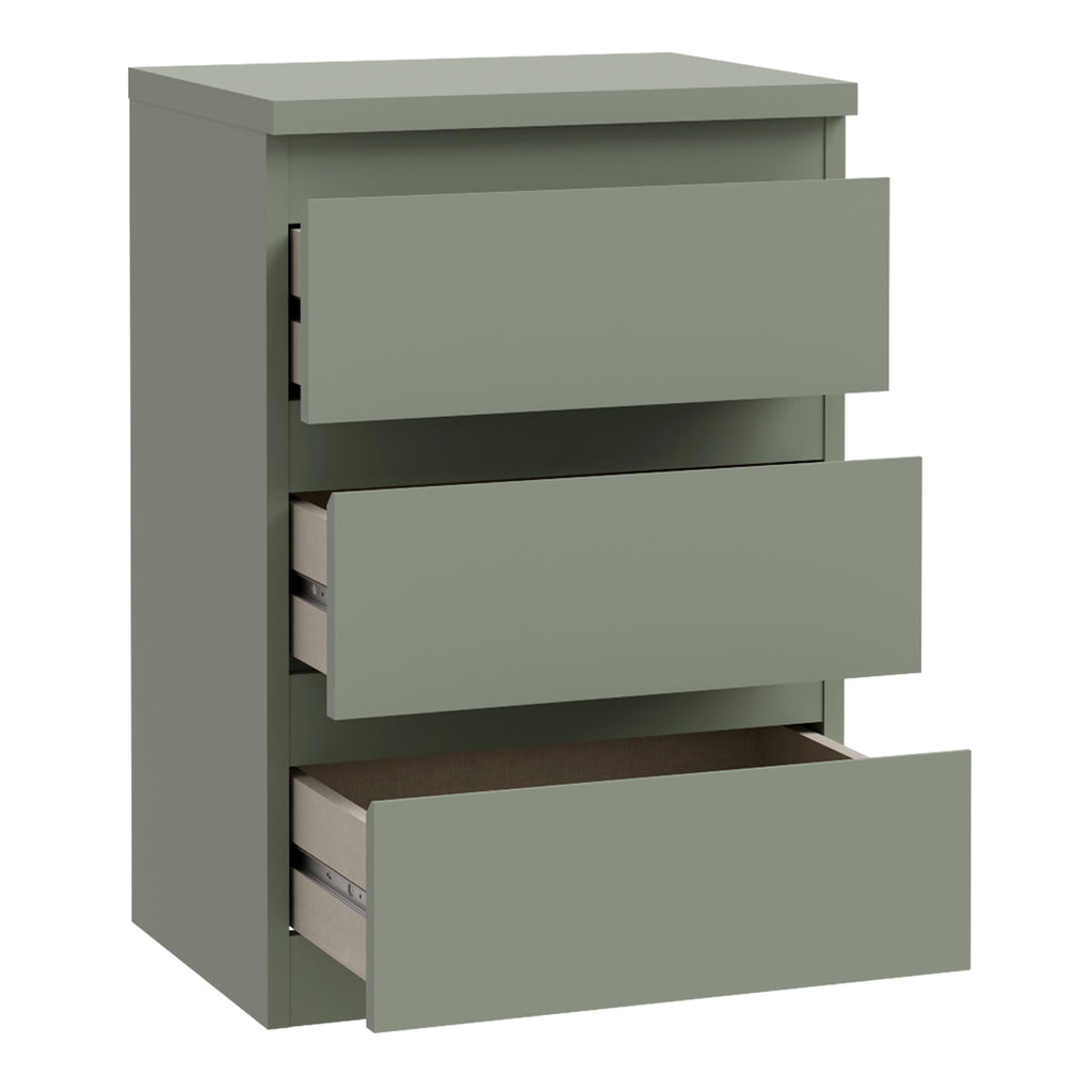 Edmore 3 Drawer Bedside Chest in Sage Green