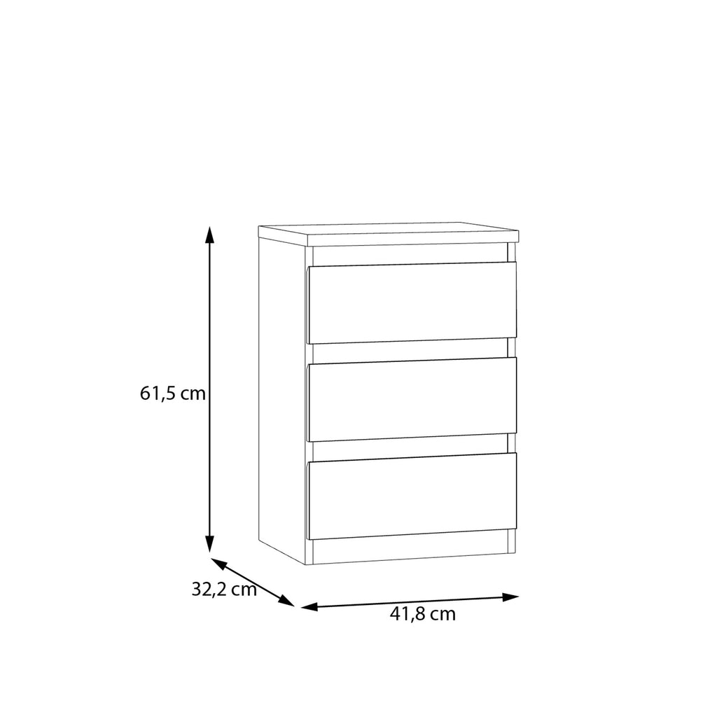 Edmore 3 Drawer Bedside Chest in Sage Green