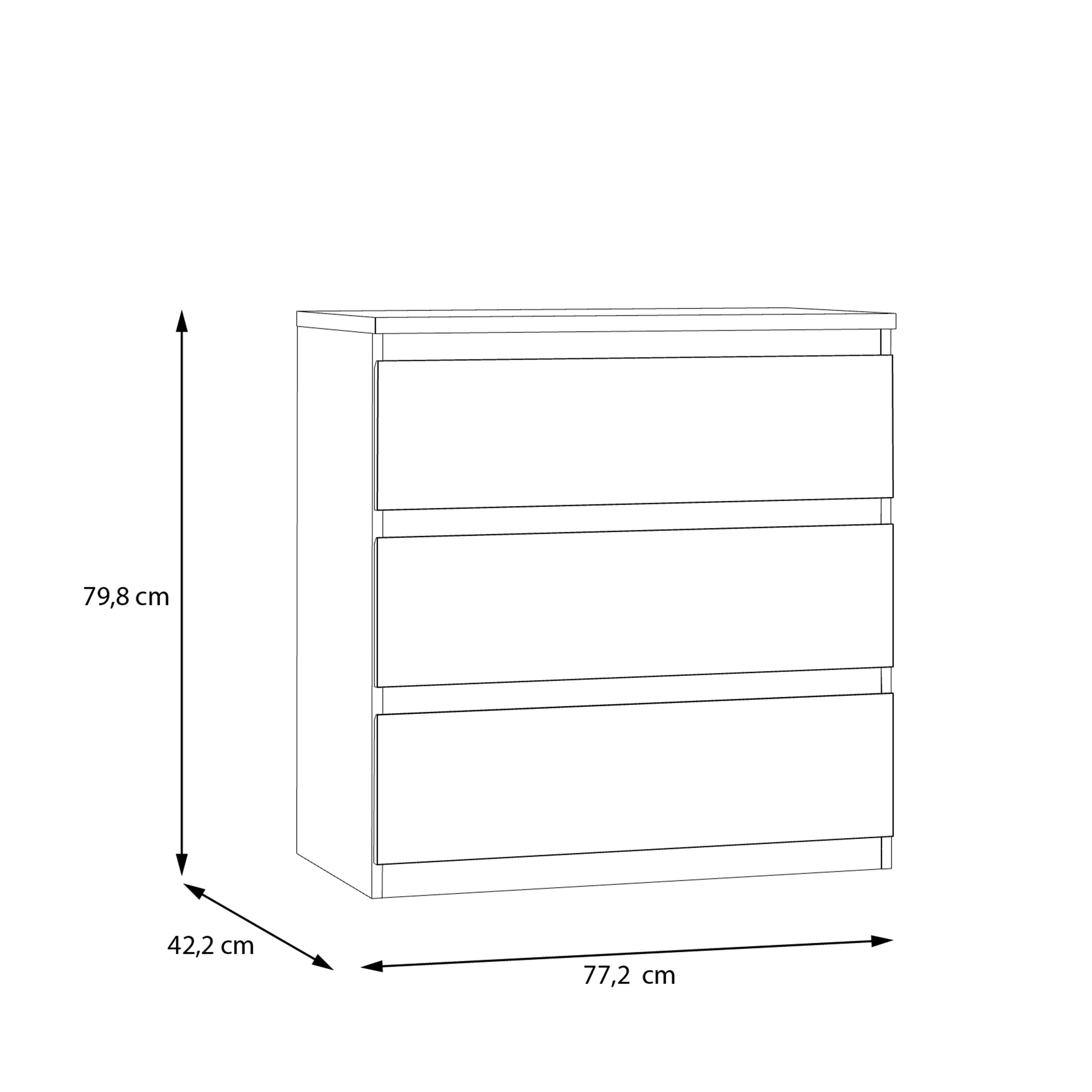 Edmore 3 Drawer Chest in Sonoma Oak