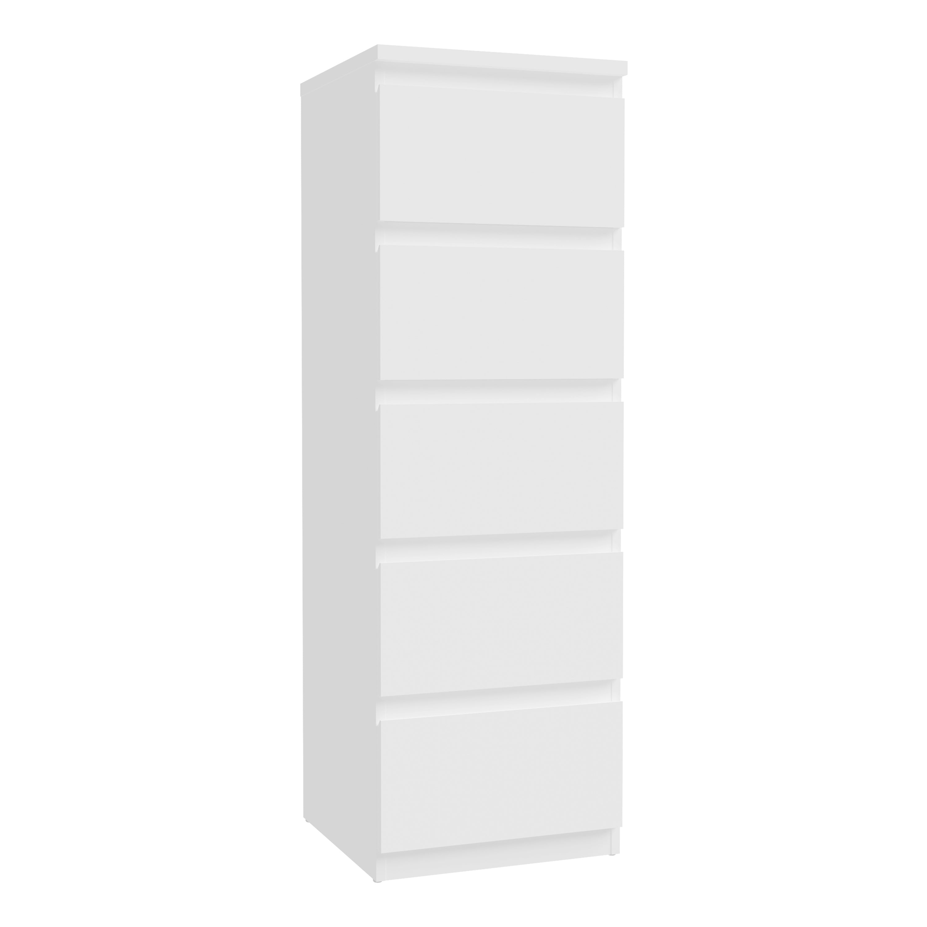 Edmore 5 Drawer Tall Narrow Chest in White