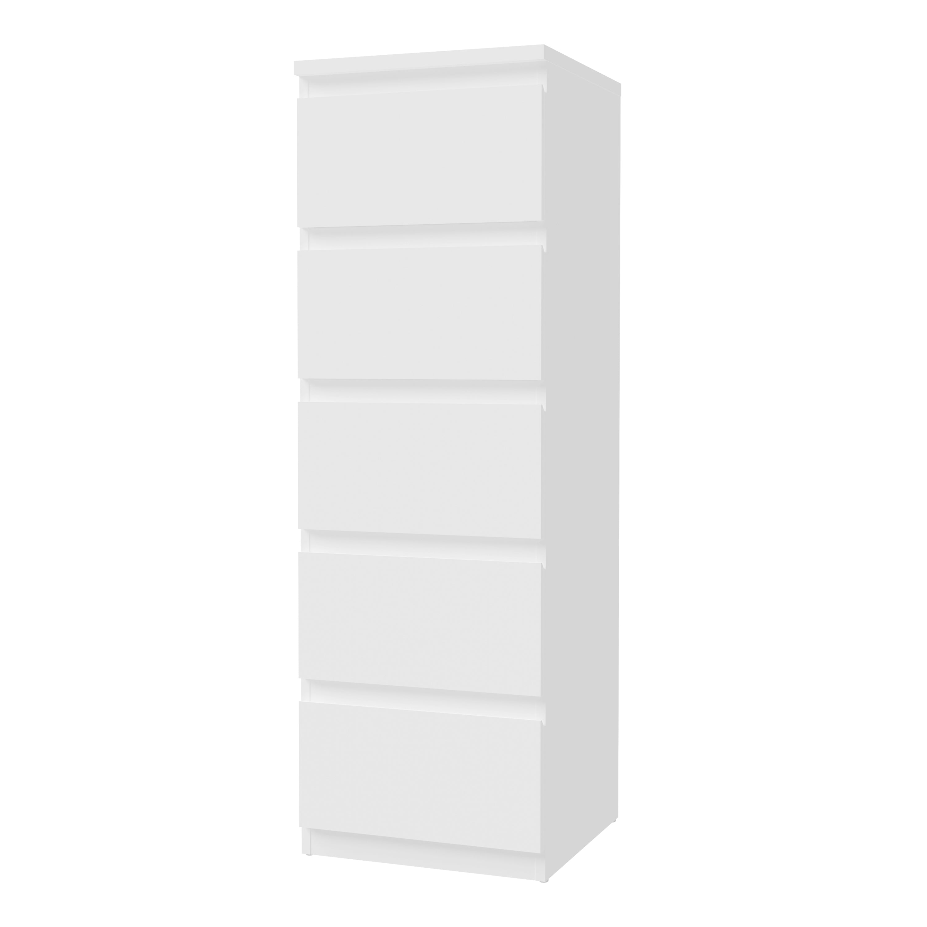 Edmore 5 Drawer Tall Narrow Chest in White