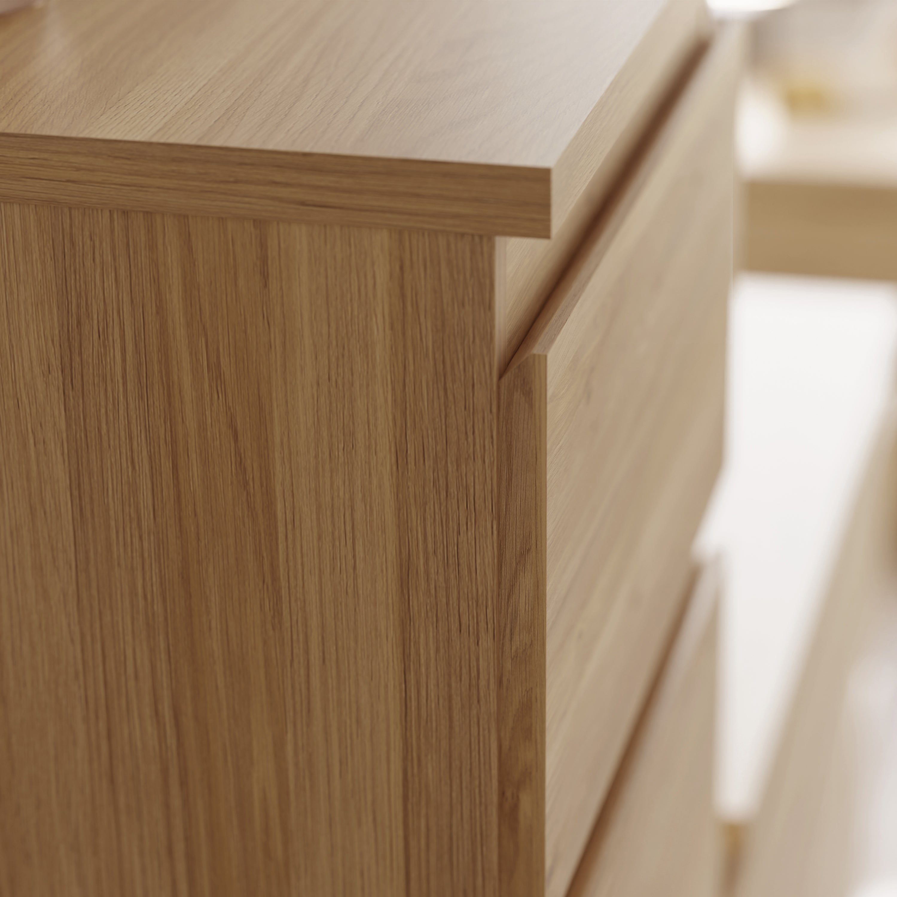 Edmore 5 Drawer Tall Narrow Chest in Mauvella Oak