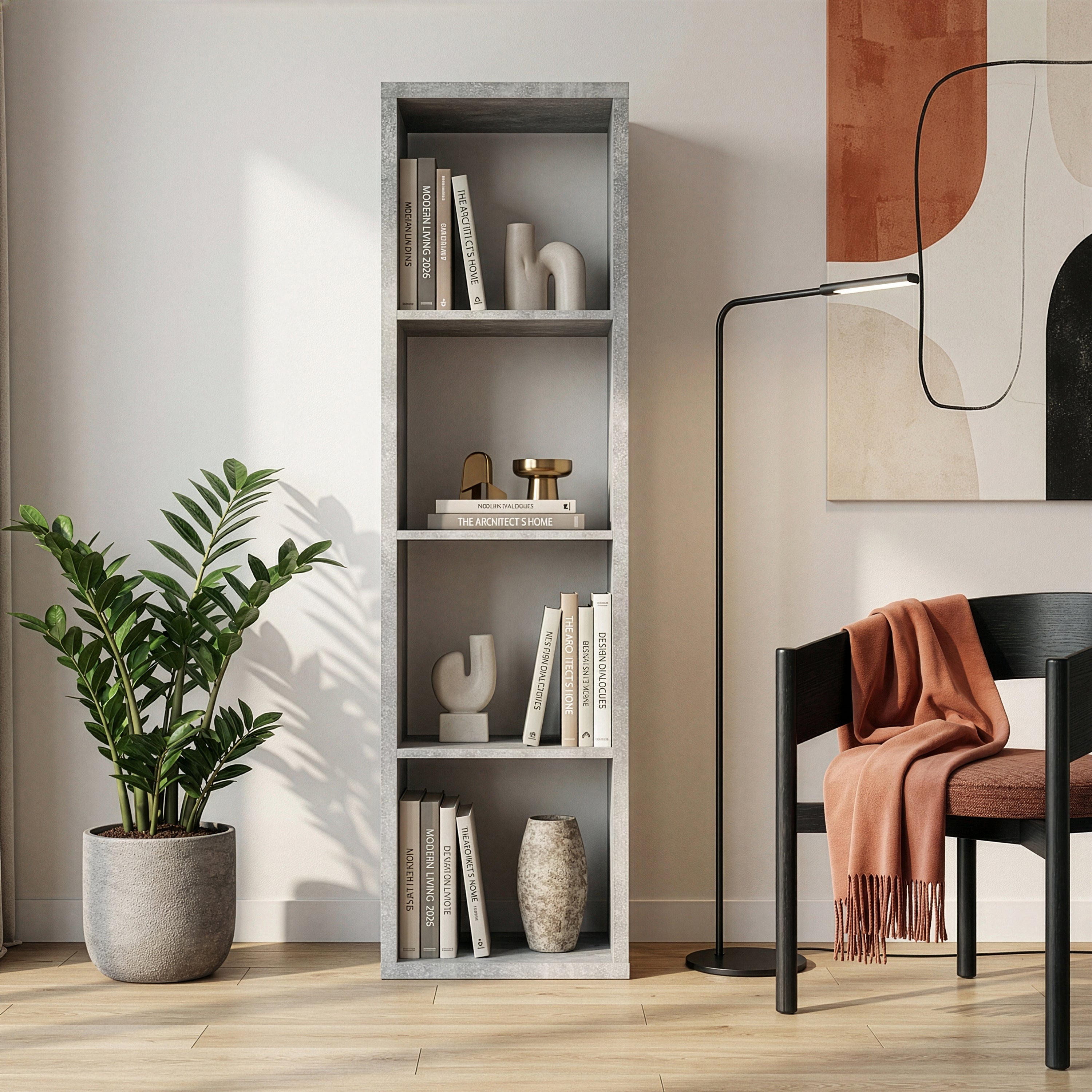 Mauro 3 Shelves Storage Unit in Concrete Grey