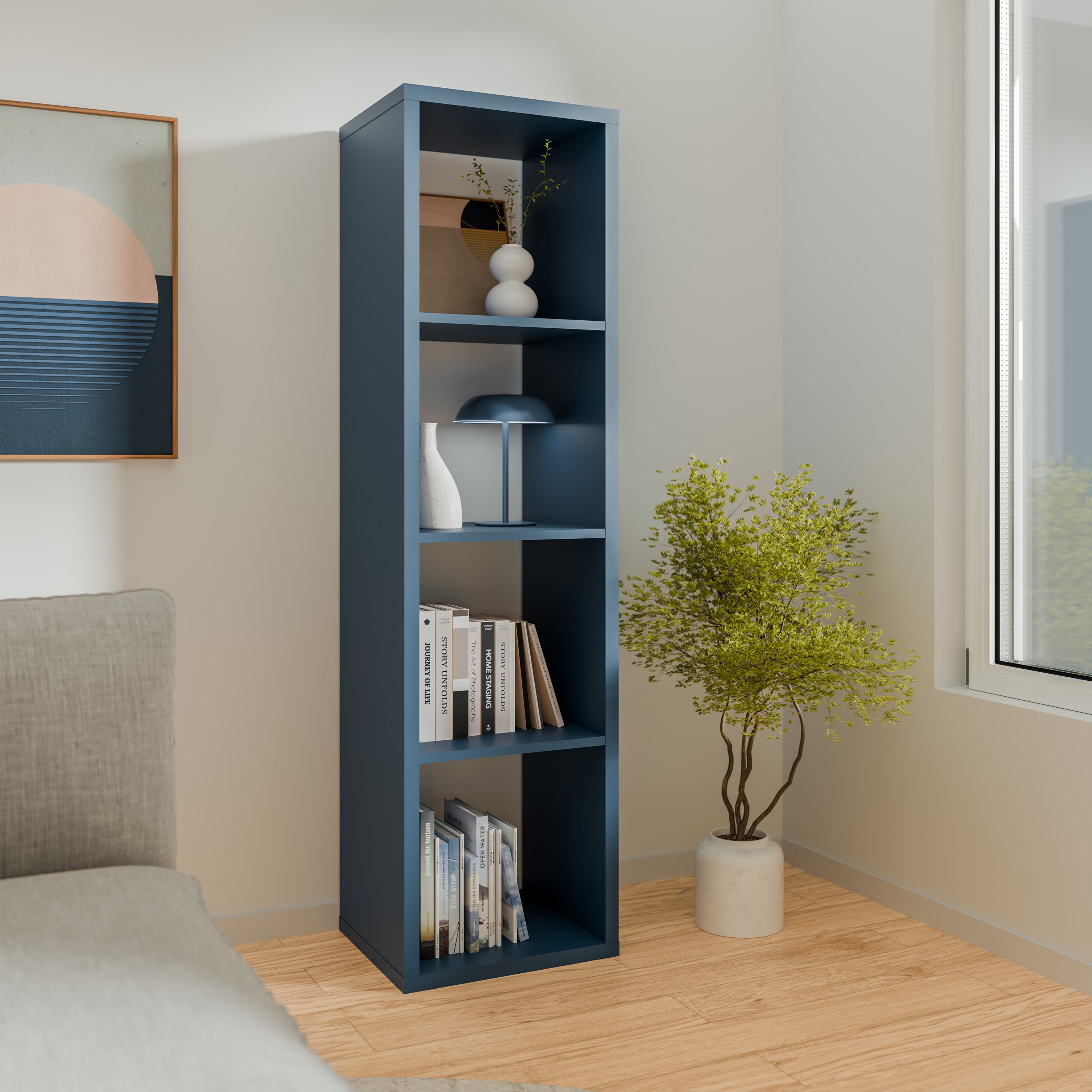 Mauro 3 Shelves Storage Unit in Blue