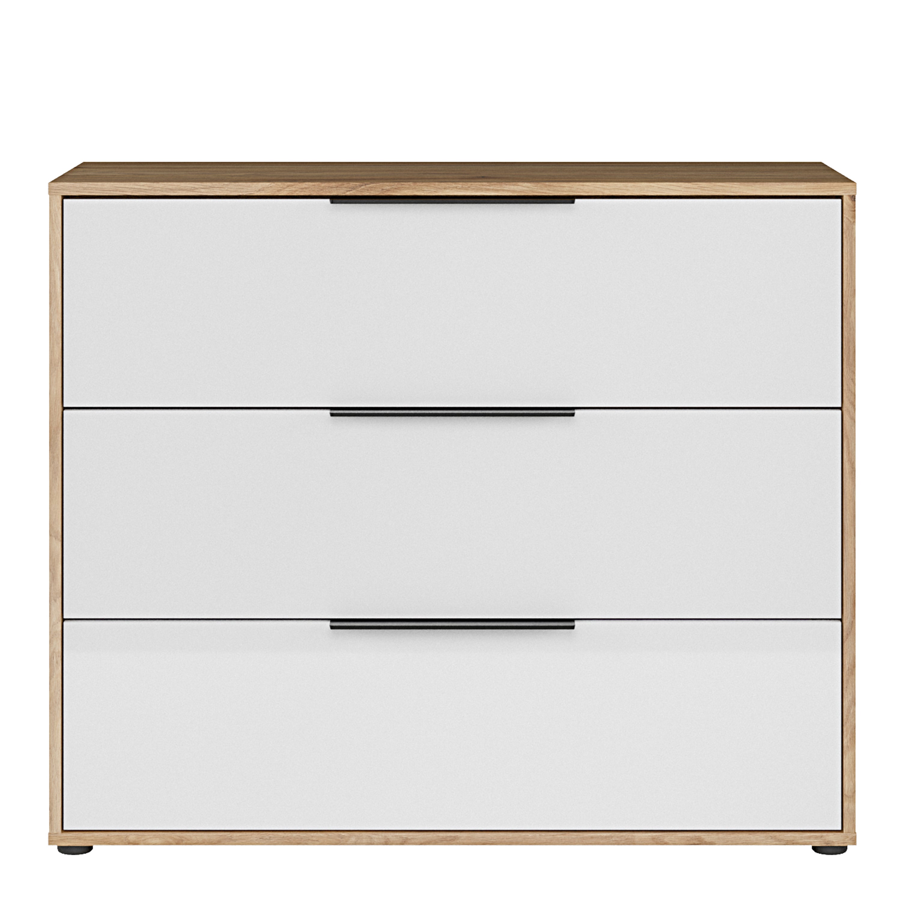 Orkney 3 Drawer Chest in Mauvella Oak and White Gloss
