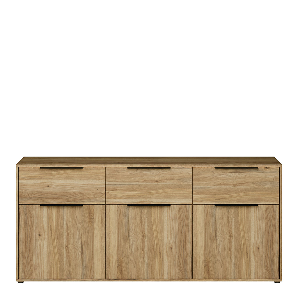 Orkney 3 Drawer Sideboard with 3 Doors in Mauvella Oak