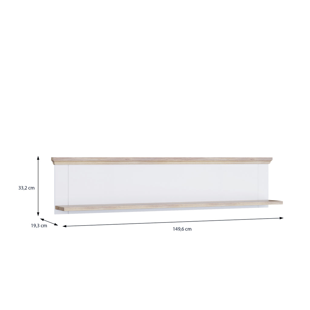 Pontypool Wall Shelf in White and Riva Oak