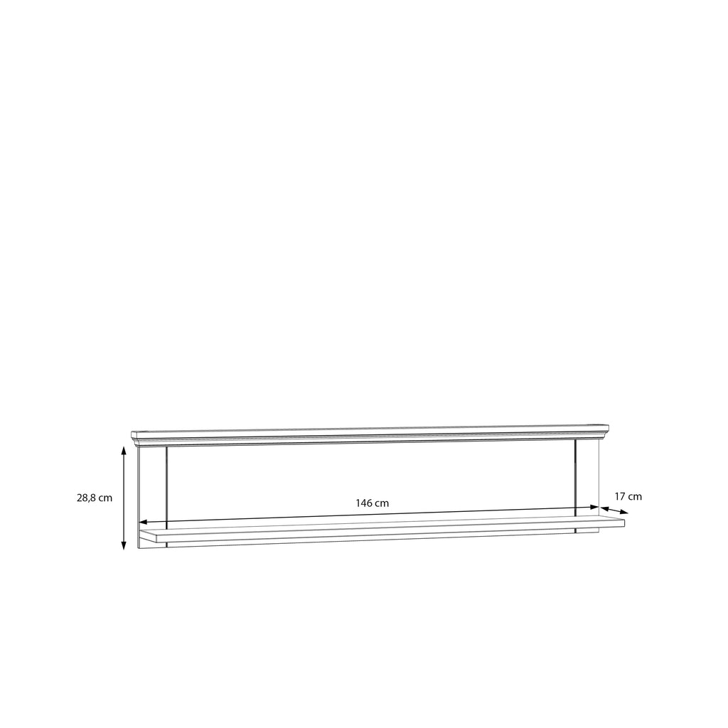 Pontypool Wall Shelf in White and Riva Oak