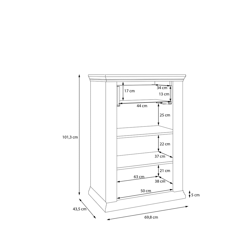 Pontypool Shoe Cabinet with Drawer in White and a Riva Oak