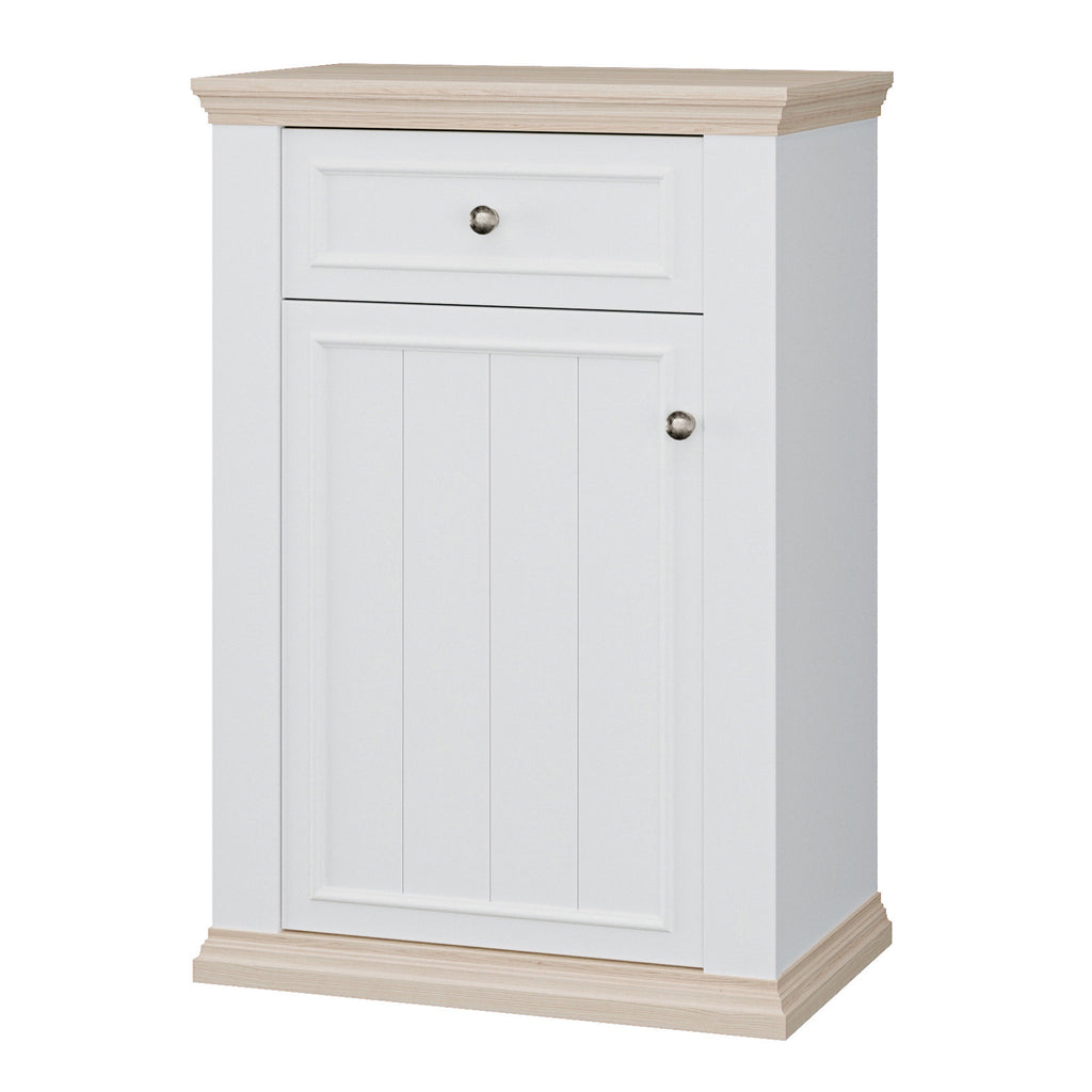 Pontypool Shoe Cabinet with Drawer in White and a Riva Oak