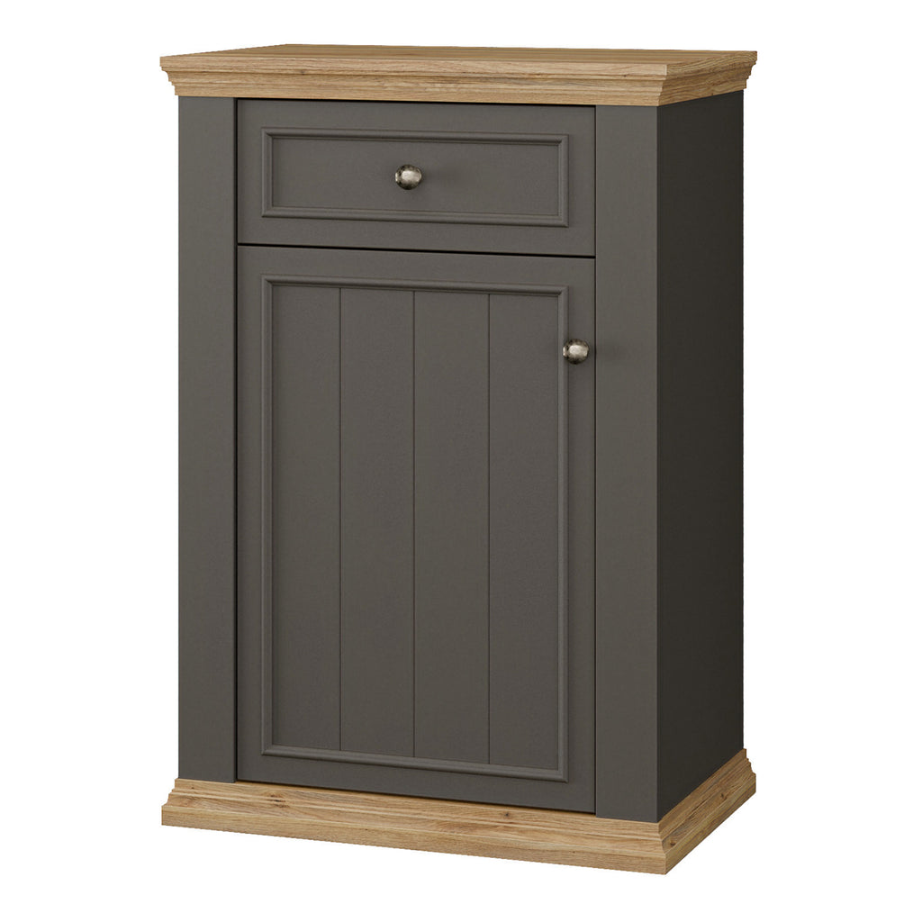 Pontypool Shoe Cabinet with Drawer in Grey and Mauvella Oak