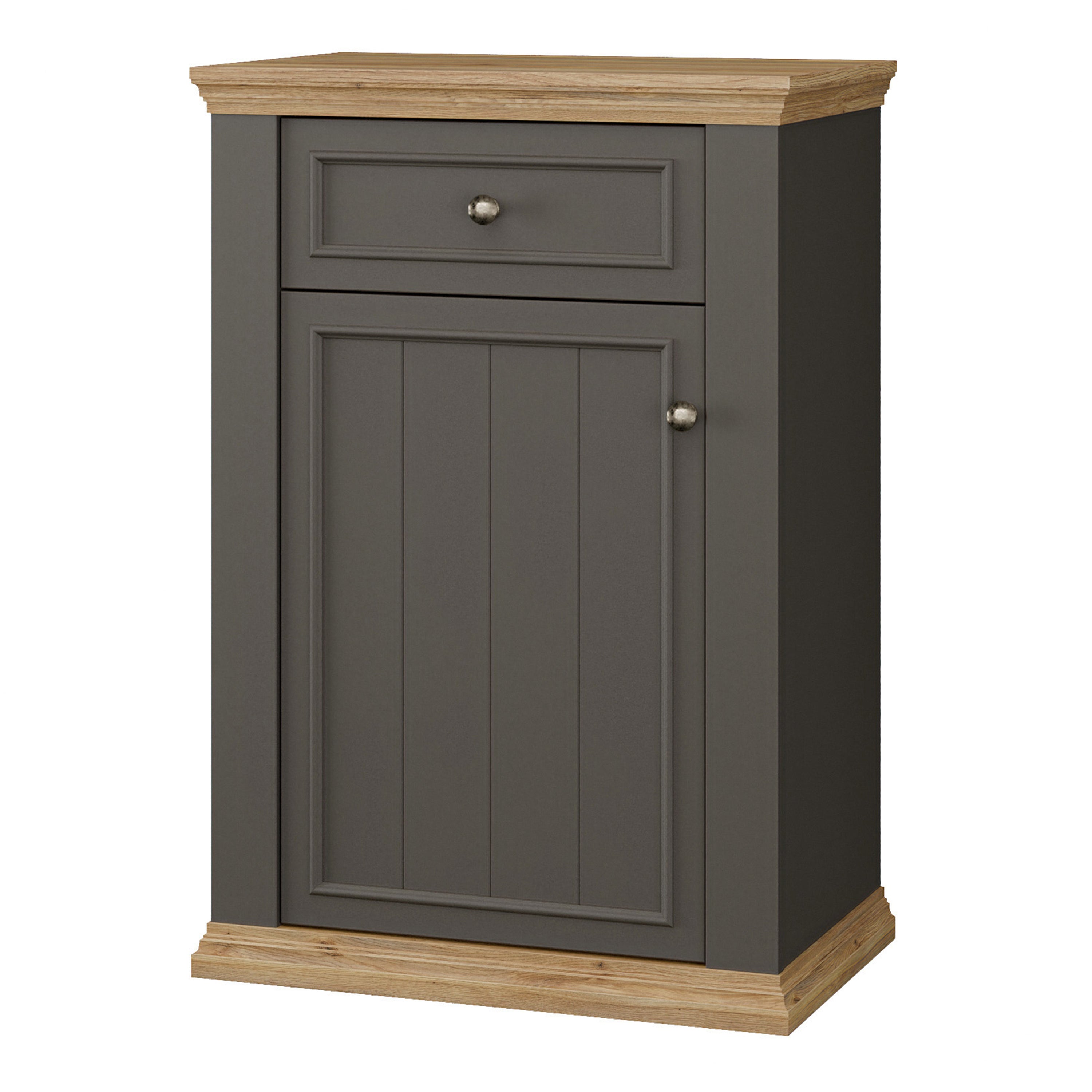 Pontypool Shoe Cabinet with Drawer in Grey and Mauvella Oak