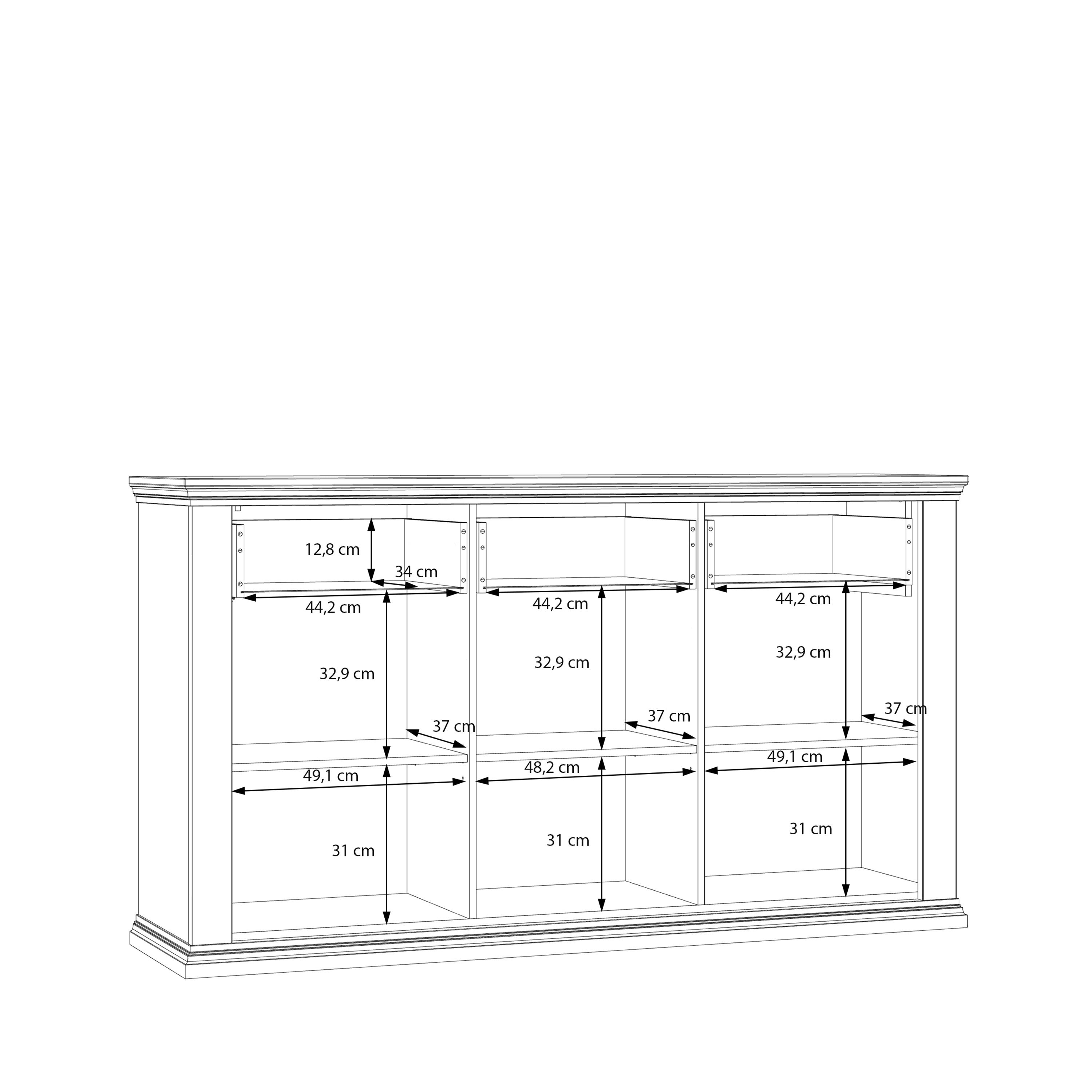 Pontypool 3 Drawer & 3 Door Sideboard in White and Riva Oak