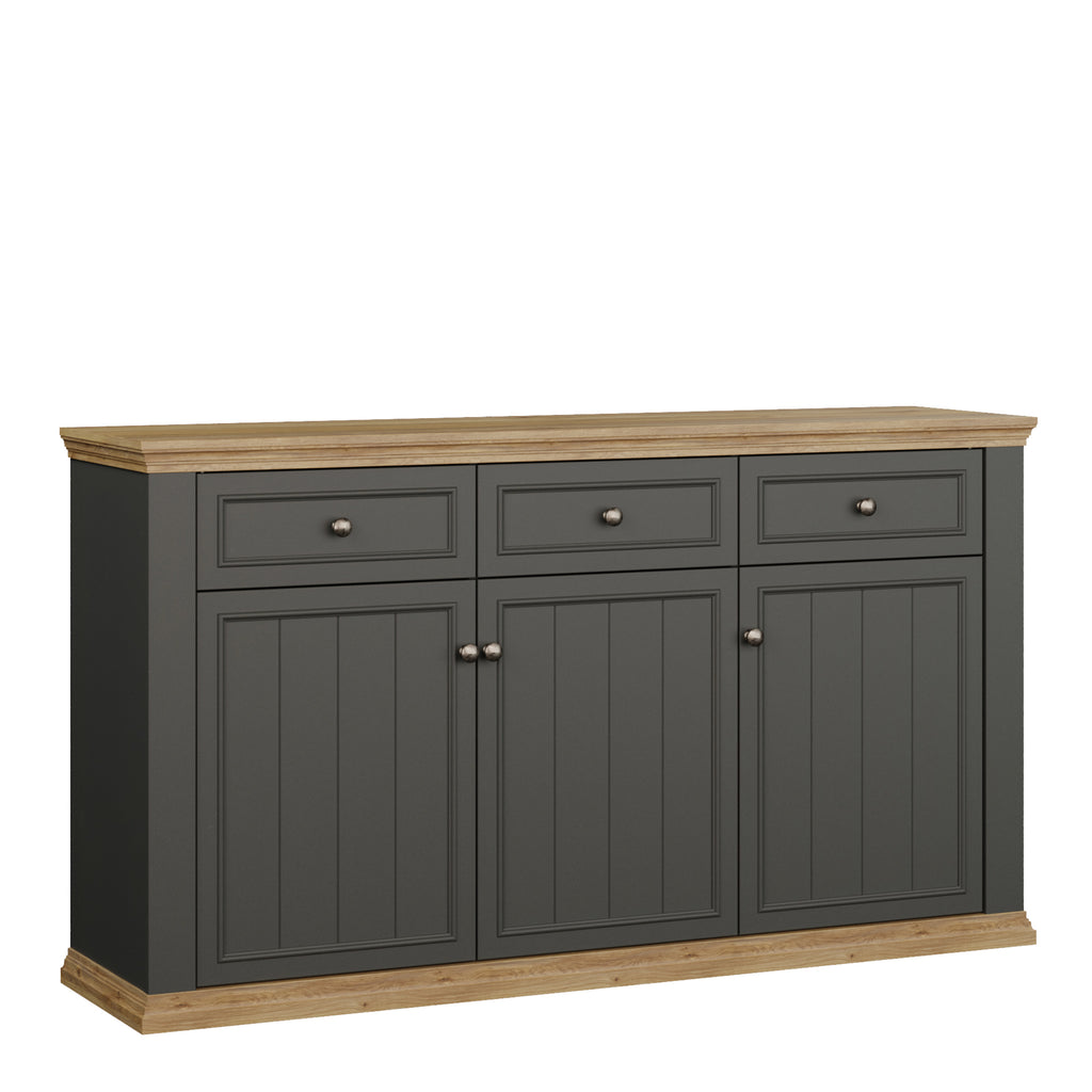 Pontypool 3 Drawer & 3 Door Sideboard in Grey and Mauvella Oak