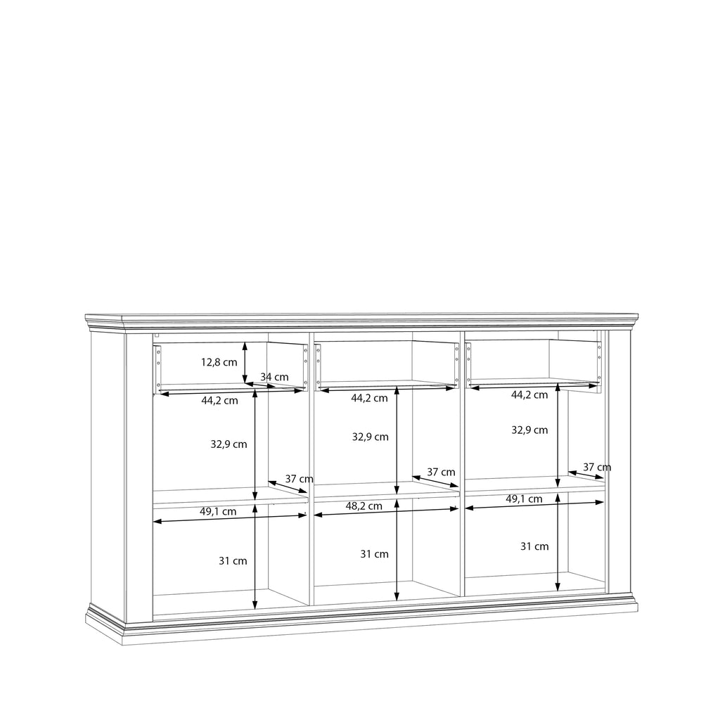 Pontypool 3 Drawer & 3 Door Sideboard in Grey and Mauvella Oak