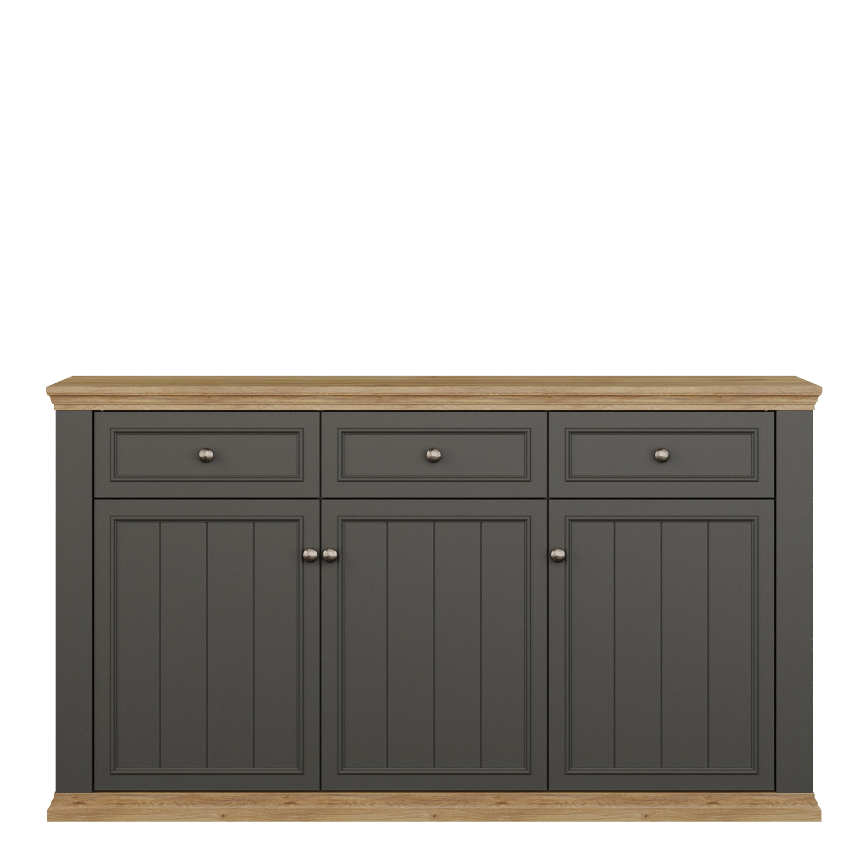 Pontypool 3 Drawer & 3 Door Sideboard in Grey and Mauvella Oak