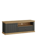 Pontypool TV Unit with Drawer & Open Shelf in Grey and Mauvella Oak