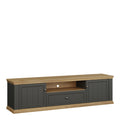 Pontypool Wide TV Unit with 2 Doors, Drawer & Open Shelf in Grey and Mauvella Oak