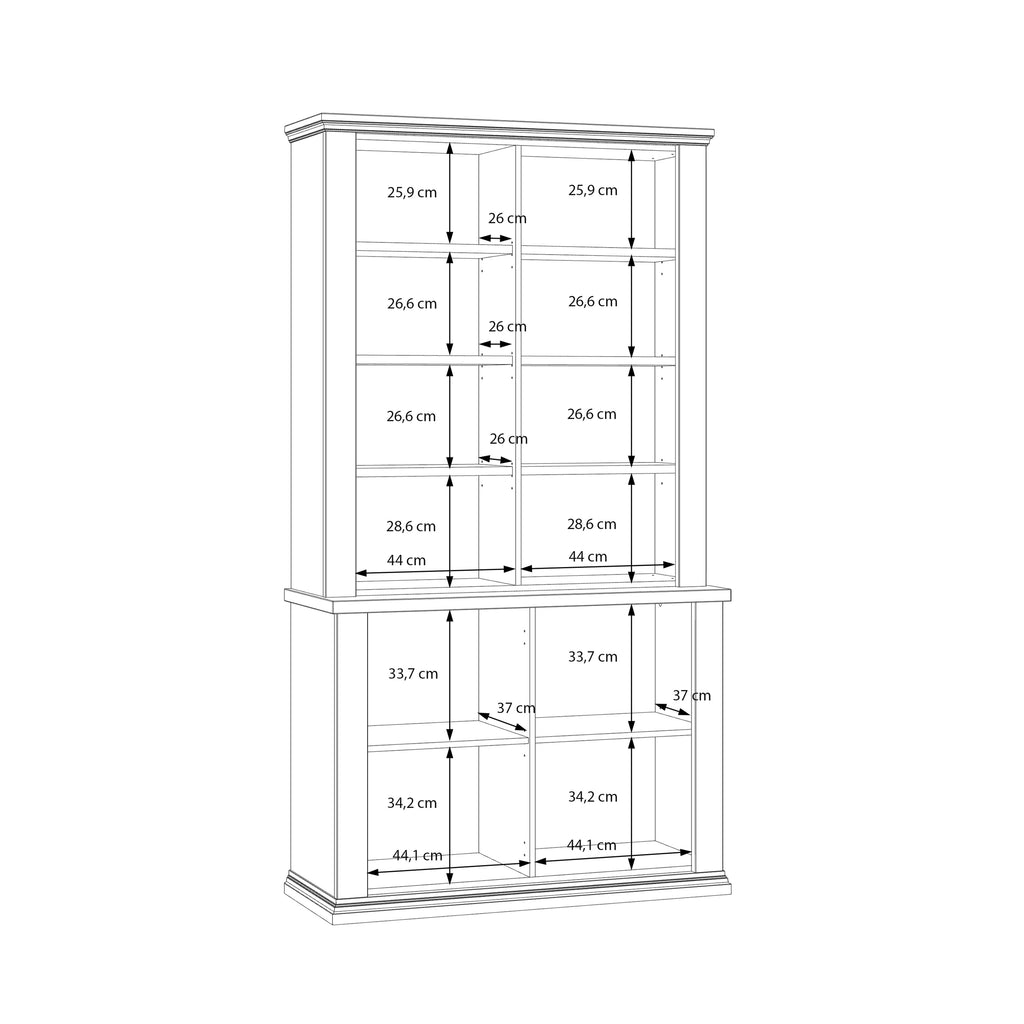 Pontypool 4 Door Display Cabinet in White and Riva Oak
