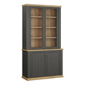 Pontypool 4 Door Display Cabinet in Grey and Mauvella Oak
