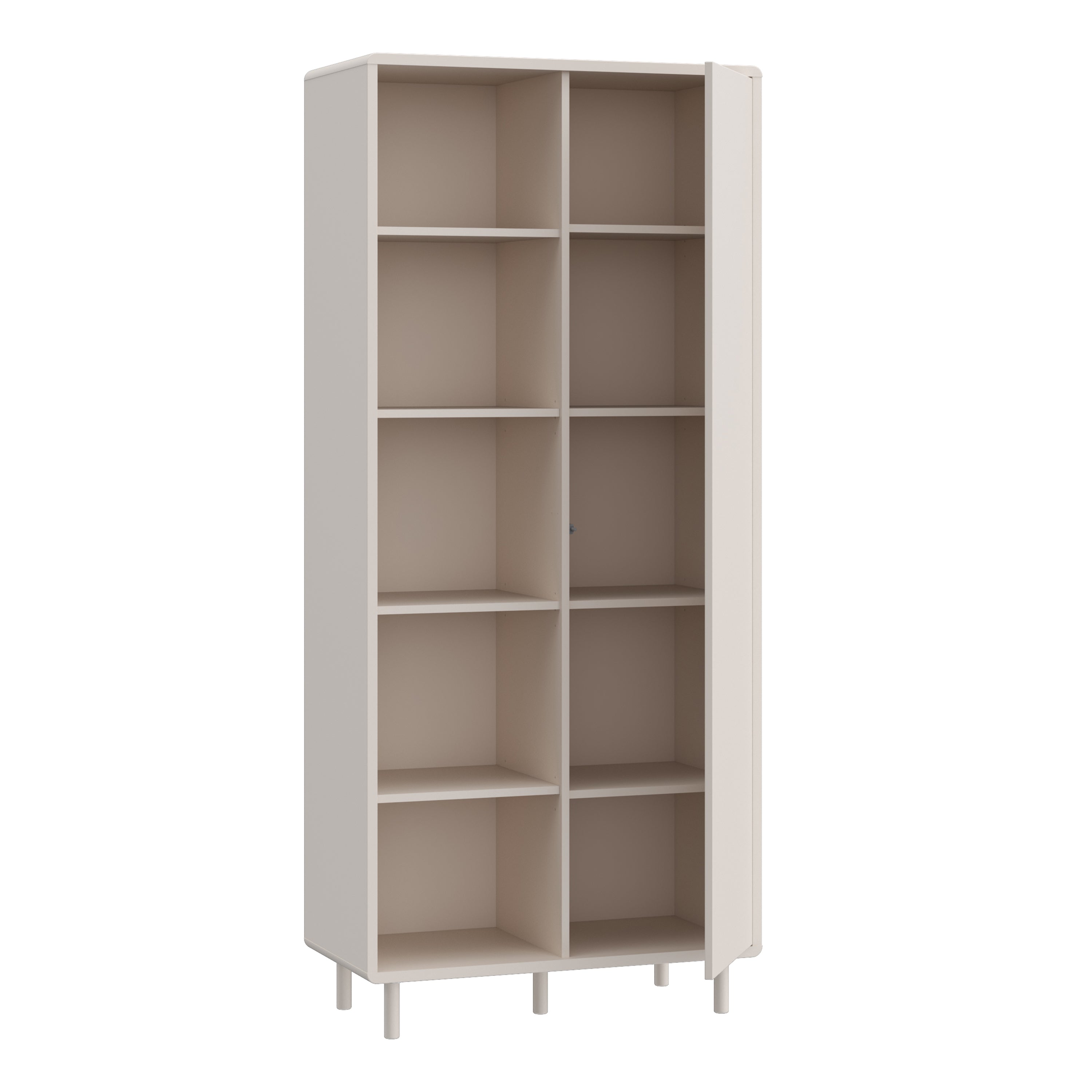 Playly Tall Storage Cabinet with Door/Open Shelving in Sand