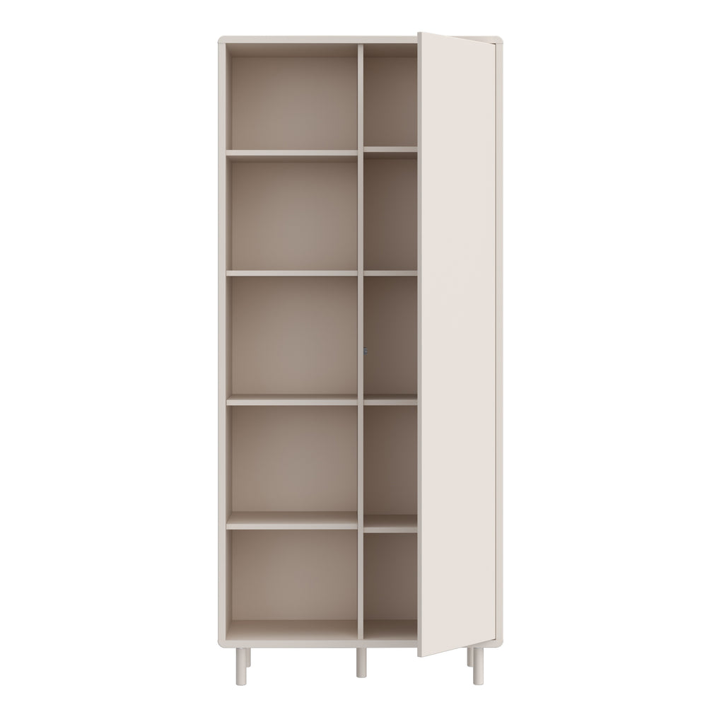 Playly Tall Storage Cabinet with Door/Open Shelving in Sand