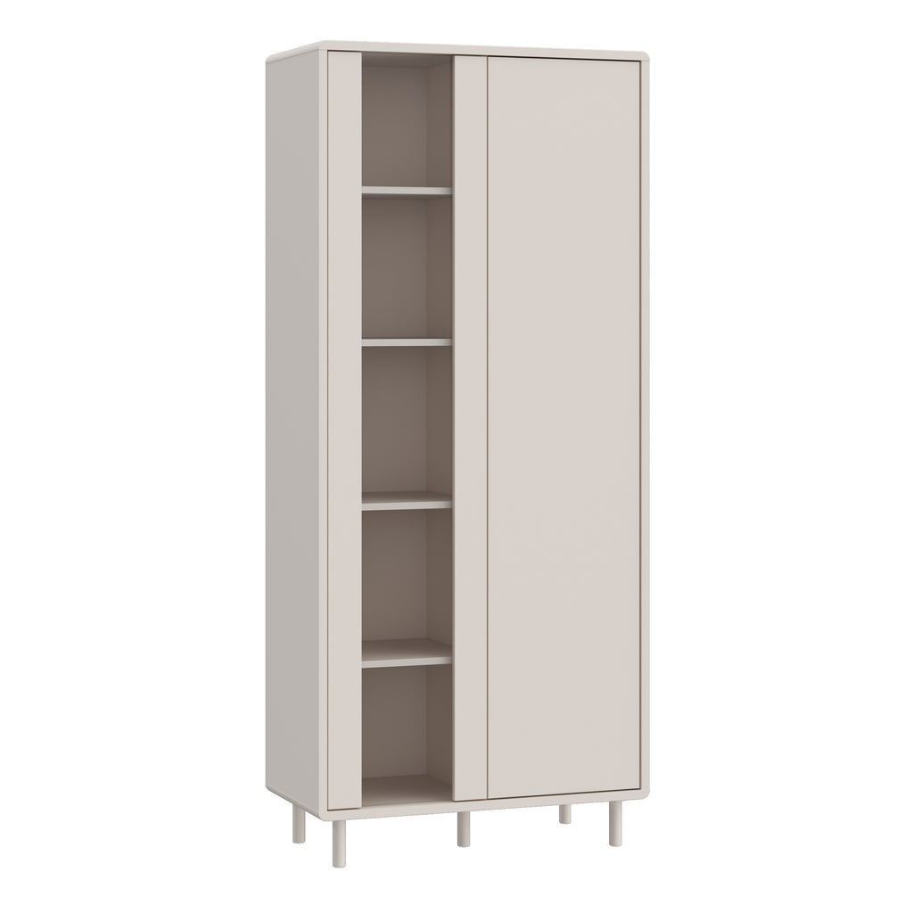 Playly Tall Storage Cabinet with Door and Concealed Open Shelving in Sand