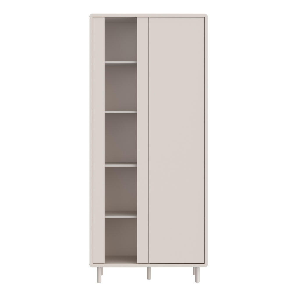 Playly Tall Storage Cabinet with Door and Concealed Open Shelving in Sand