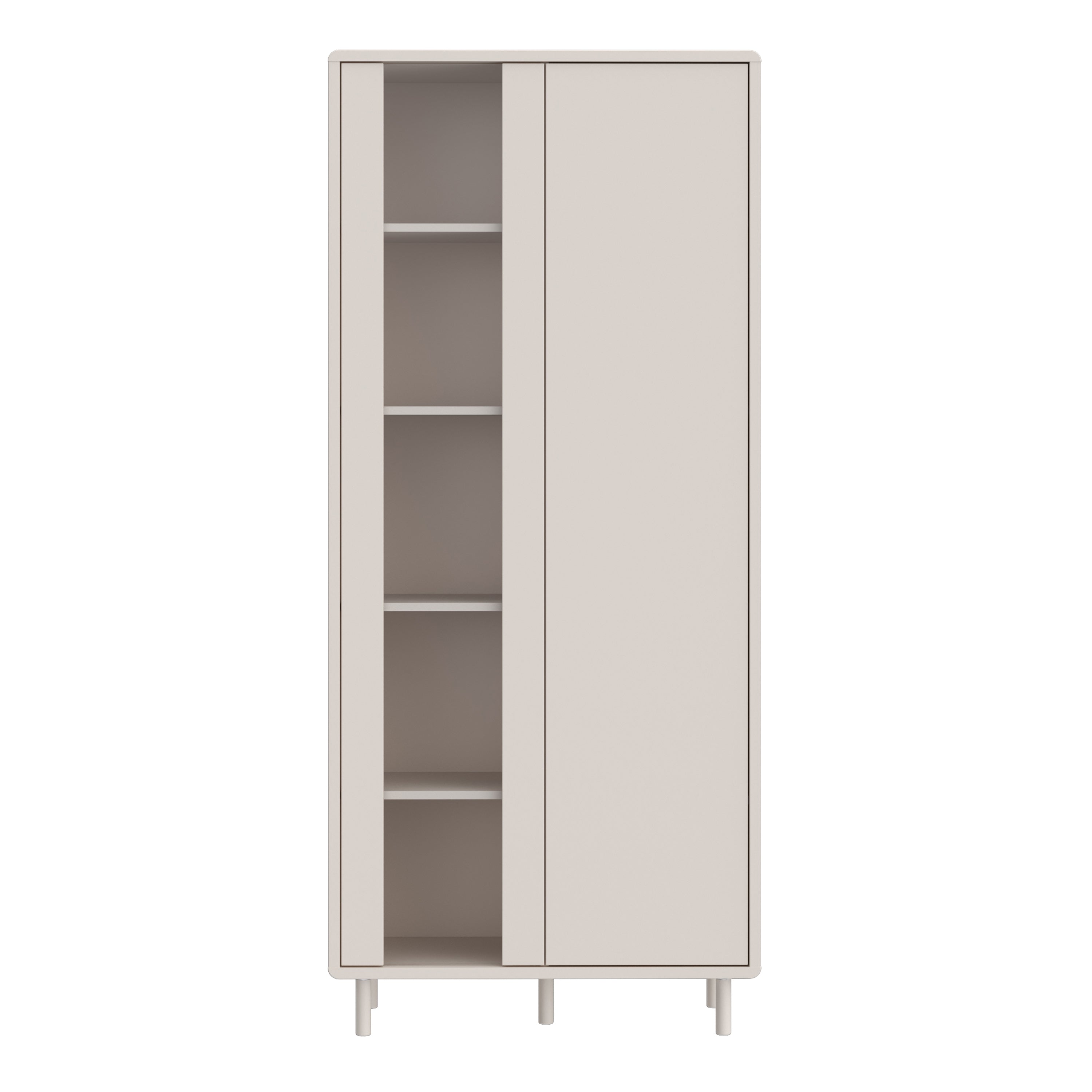 Playly Tall Storage Cabinet with Door and Concealed Open Shelving in Sand
