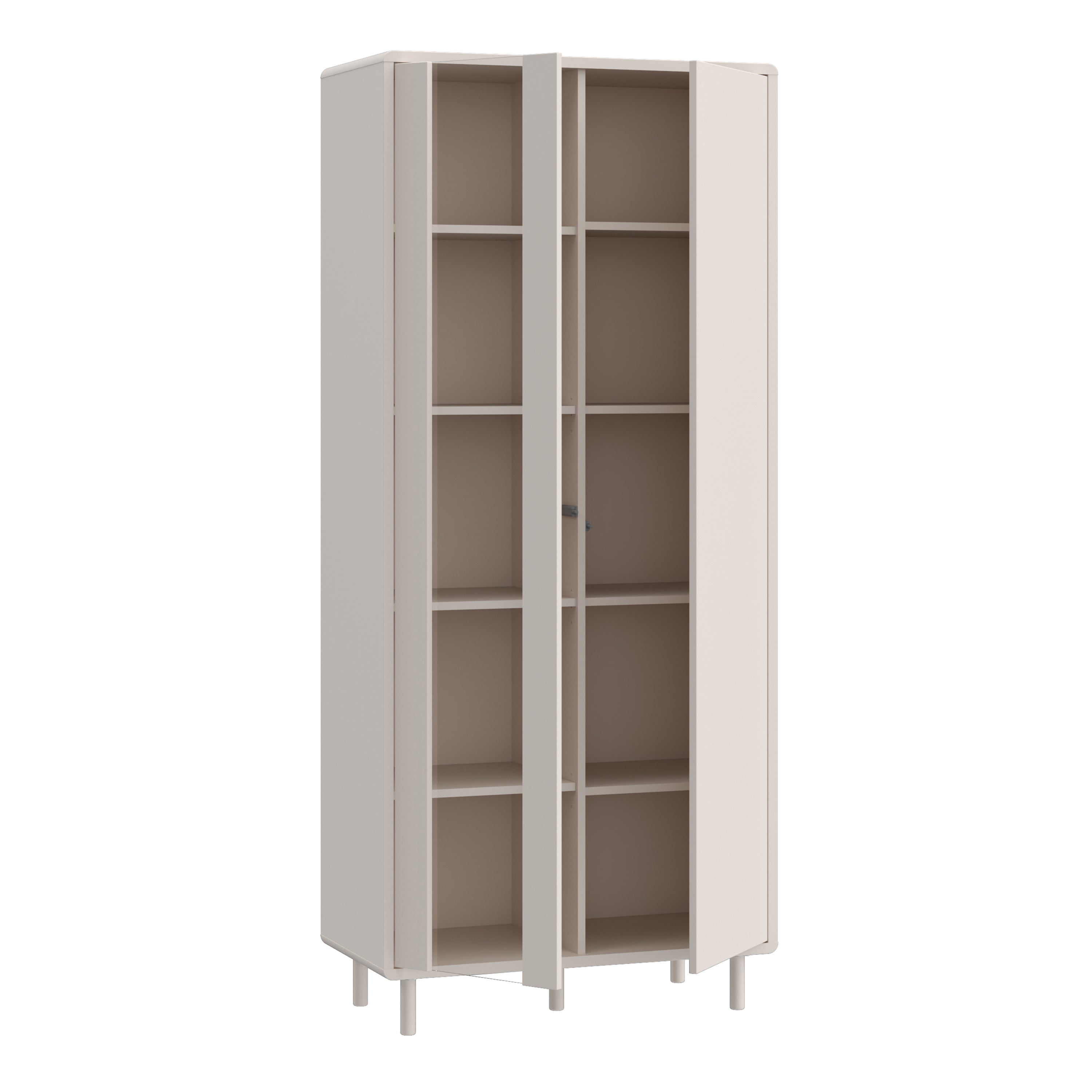 Playly Tall Storage Cabinet with Door and Concealed Open Shelving in Sand