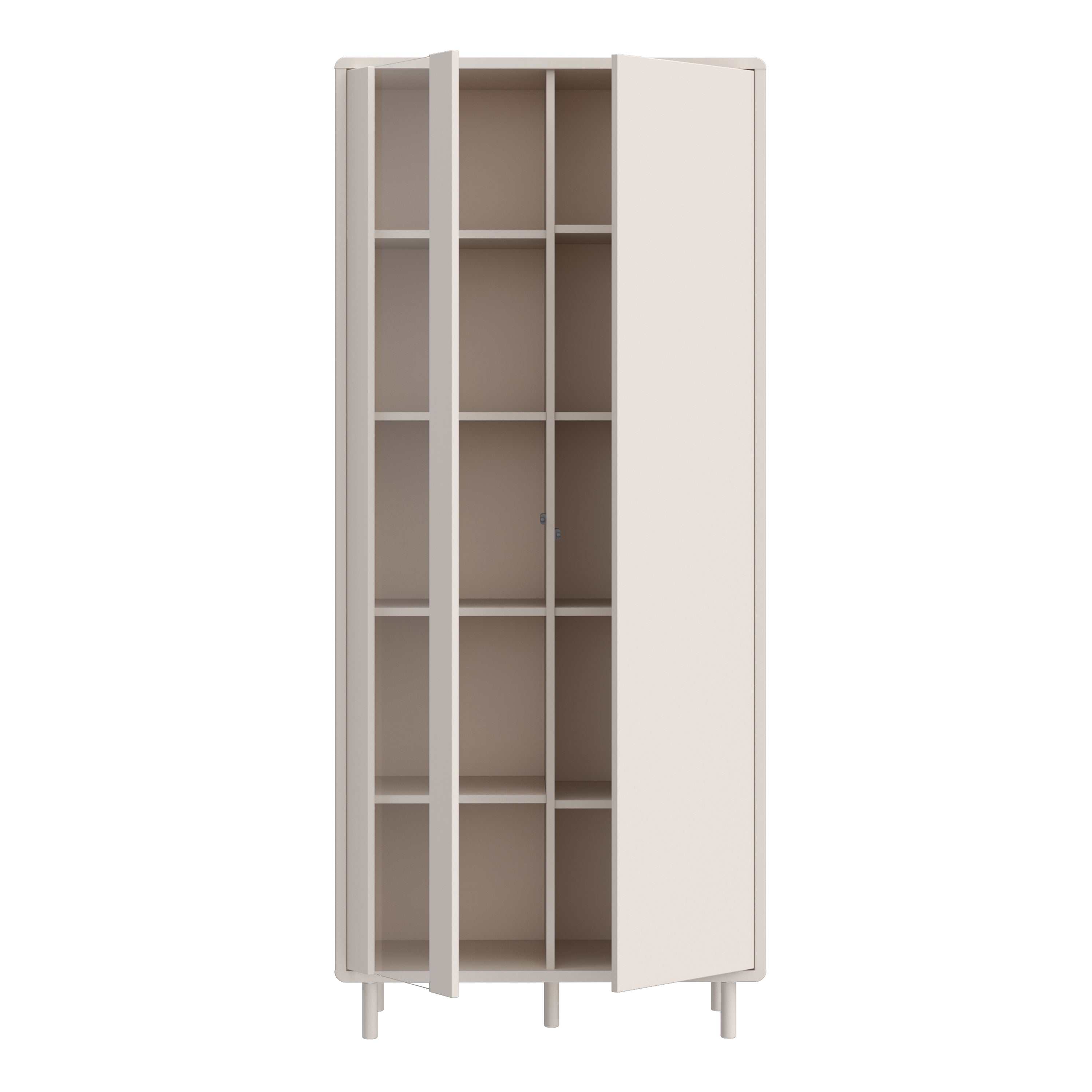 Playly Tall Storage Cabinet with Door and Concealed Open Shelving in Sand