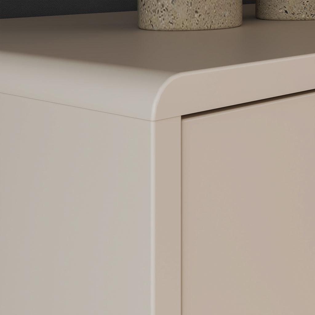 Playly Tall Storage Cabinet with Door and Concealed Open Shelving in Sand