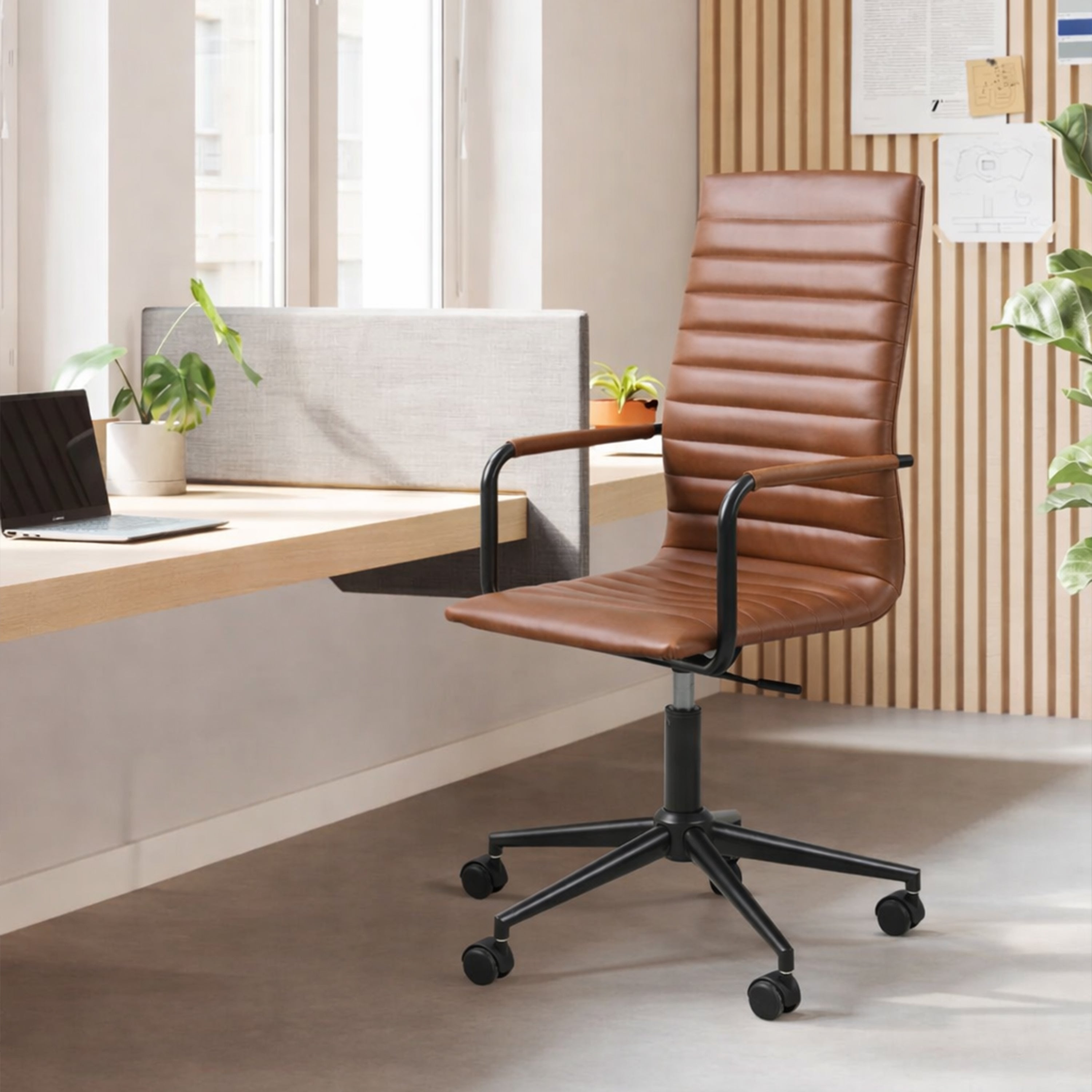 Winslow Swivel Desk Chair With Adjustable Height Function in Vintage Brandy