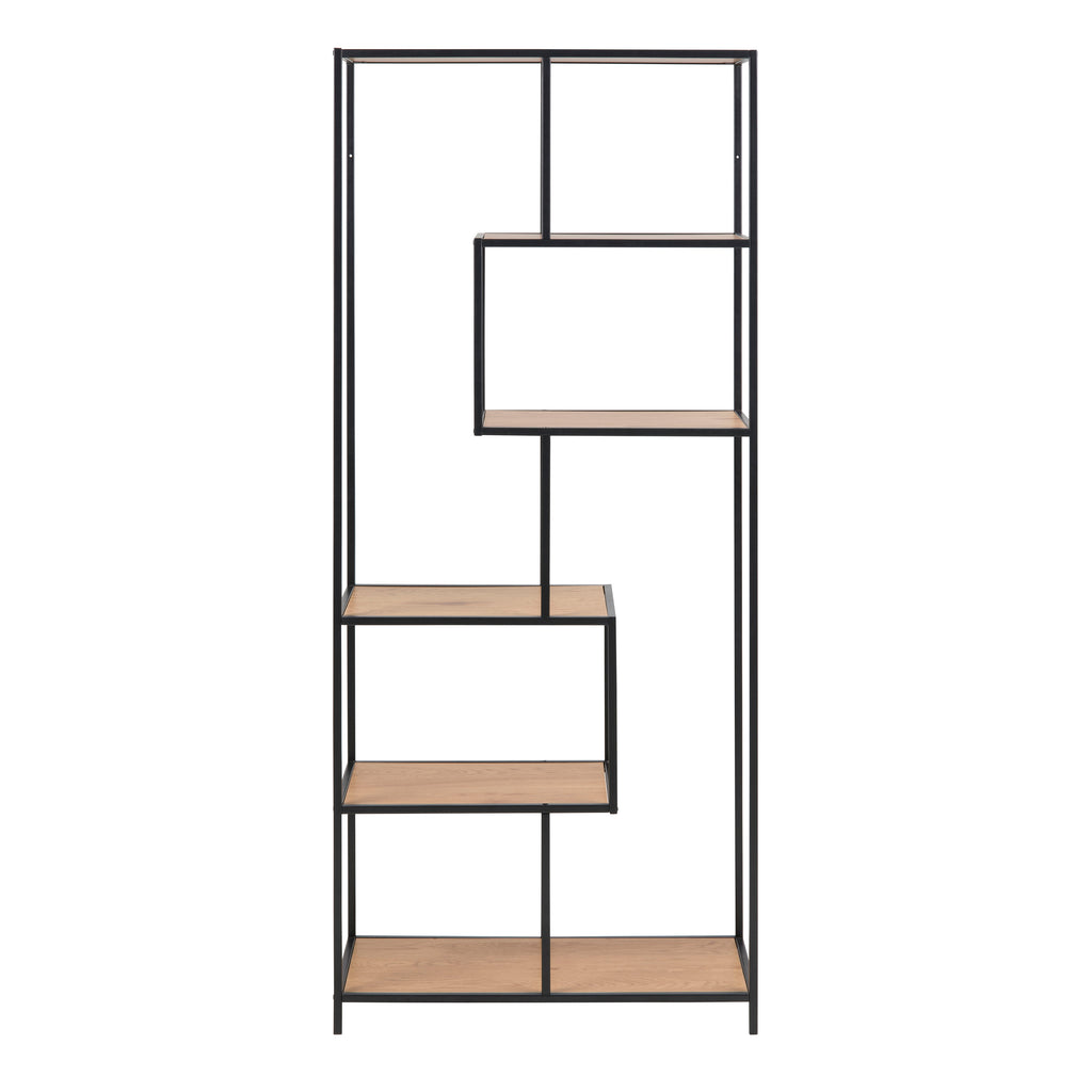 Seaford Wide Grey Steel Bookcase With 4 Grey Melamine Shelves