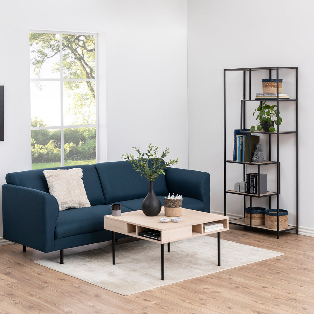 Seaford Wide Grey Steel Bookcase With 4 Grey Melamine Shelves