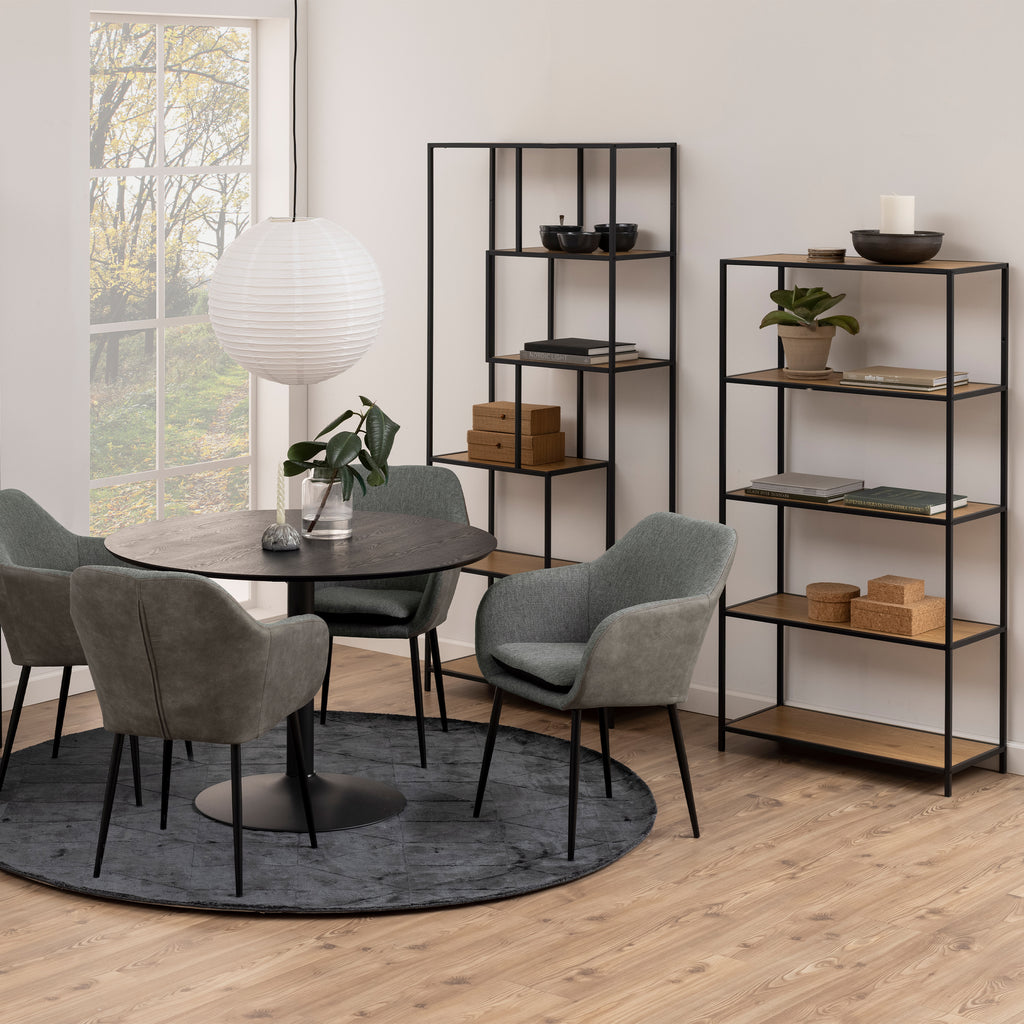 Seaford Wide Grey Steel Bookcase With 4 Grey Melamine Shelves