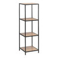 Seaford Narrow Black Metal Bookcase with 3 Oak Shelves