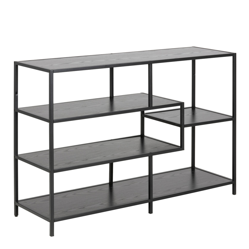 Seaford Wide Grey Steel Bookcase With 4 Grey Melamine Shelves